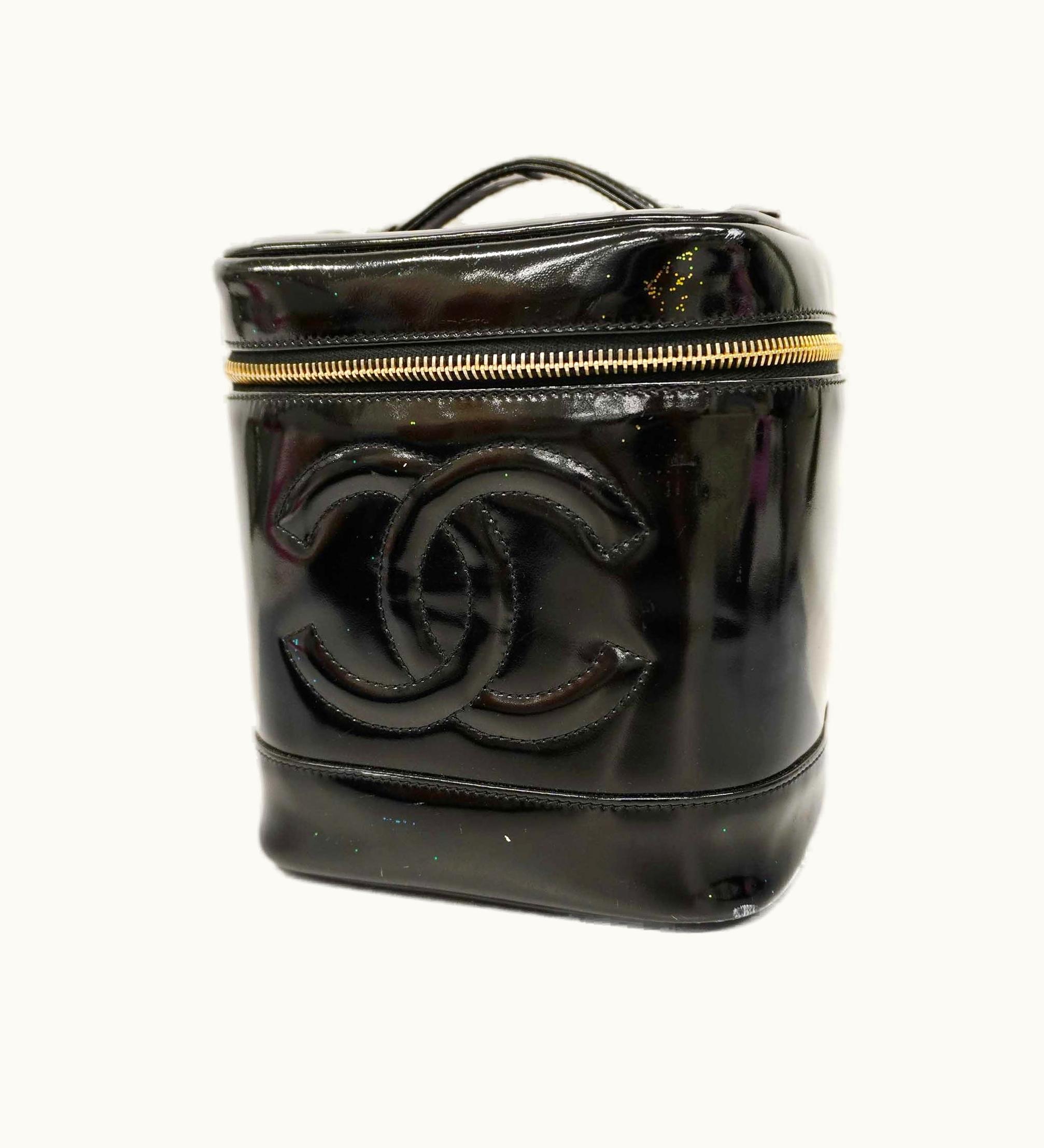 Chanel Vanity Bag Women's Patent Leather Vanity Bag Black