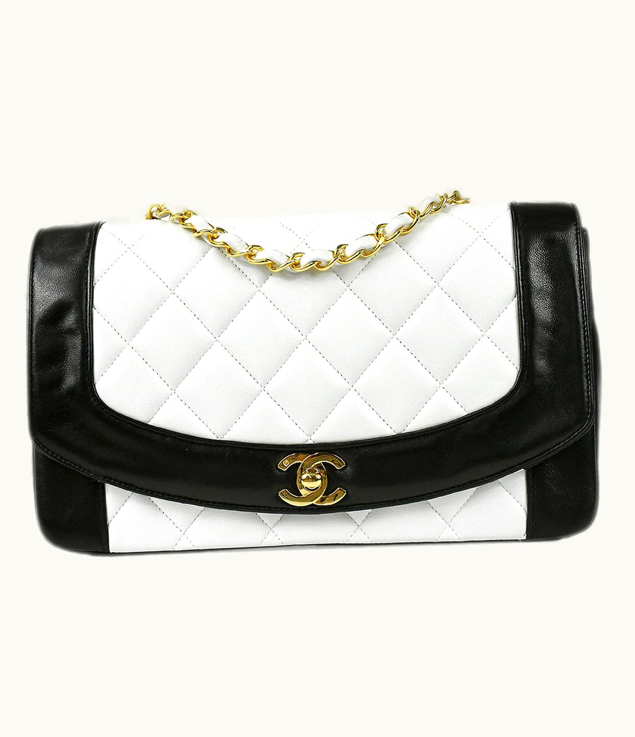 Chanel 1991-1994 Diana Flap Medium White Lambskin 67845