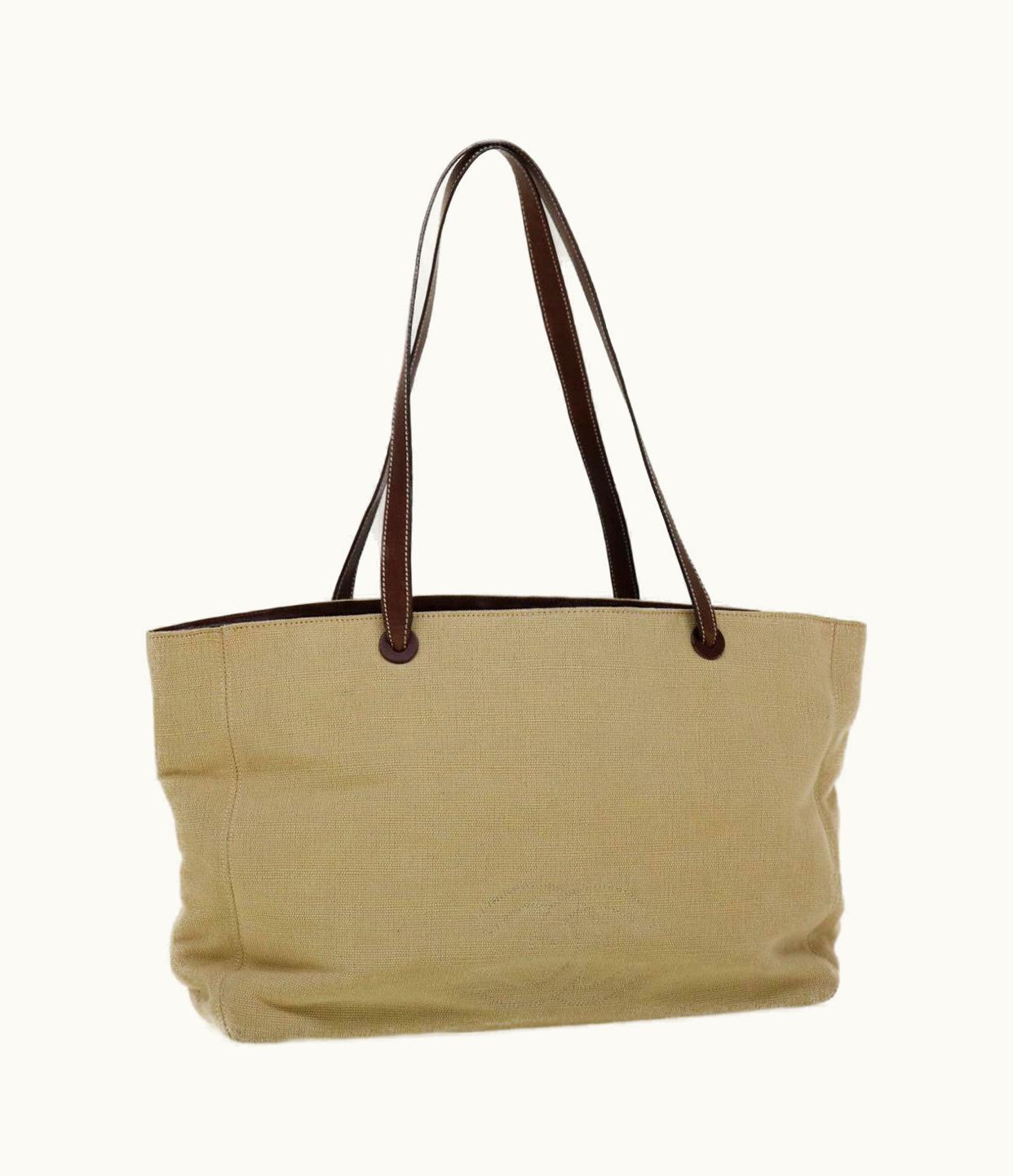 Chanel Coco Mark Tote Bag Canvas Beige CC