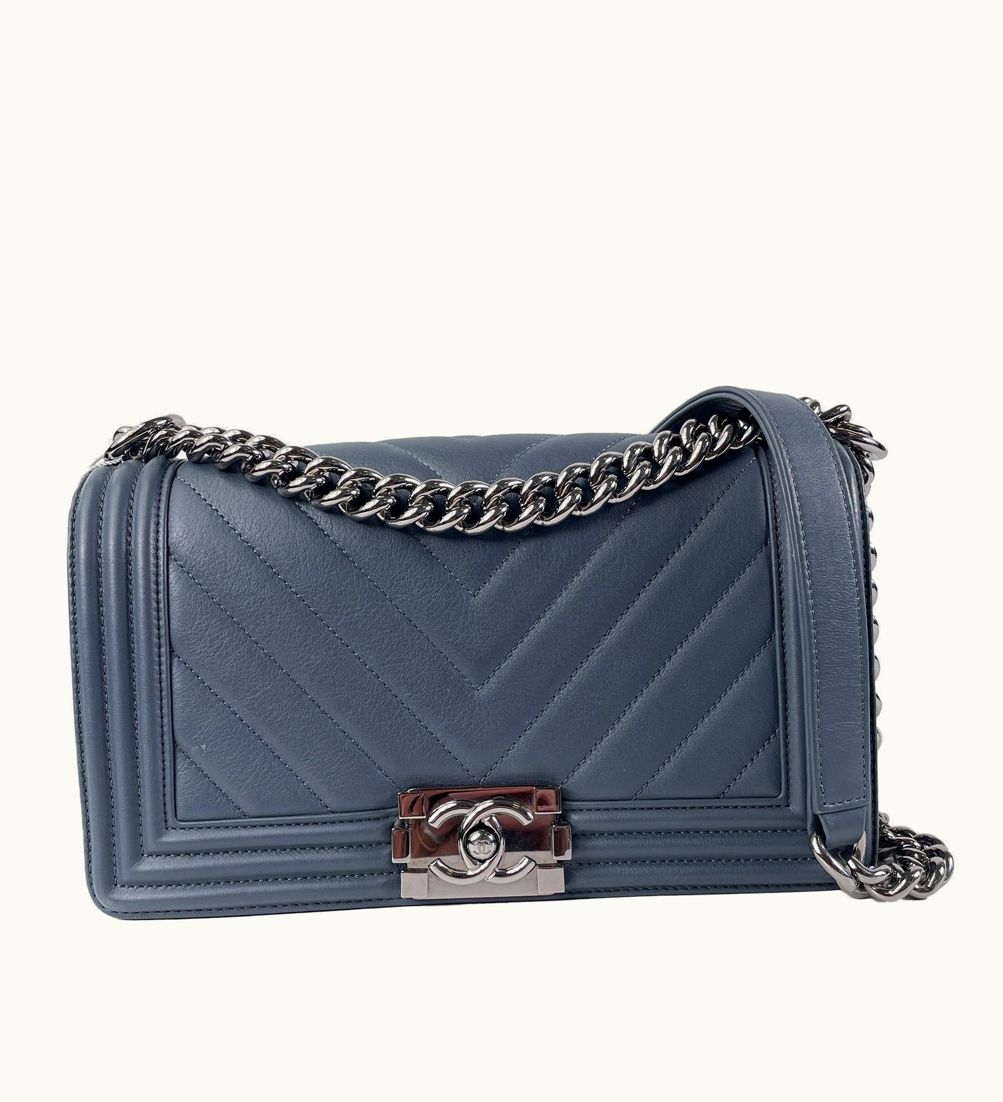 Chanel Medium Calfskin Chevron Boy Flap Crossbody Bag