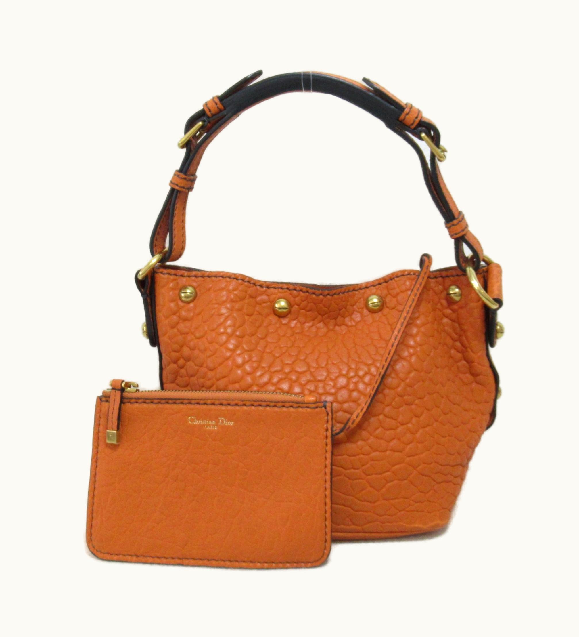 Dior One Shoulder Bag Orange Leather