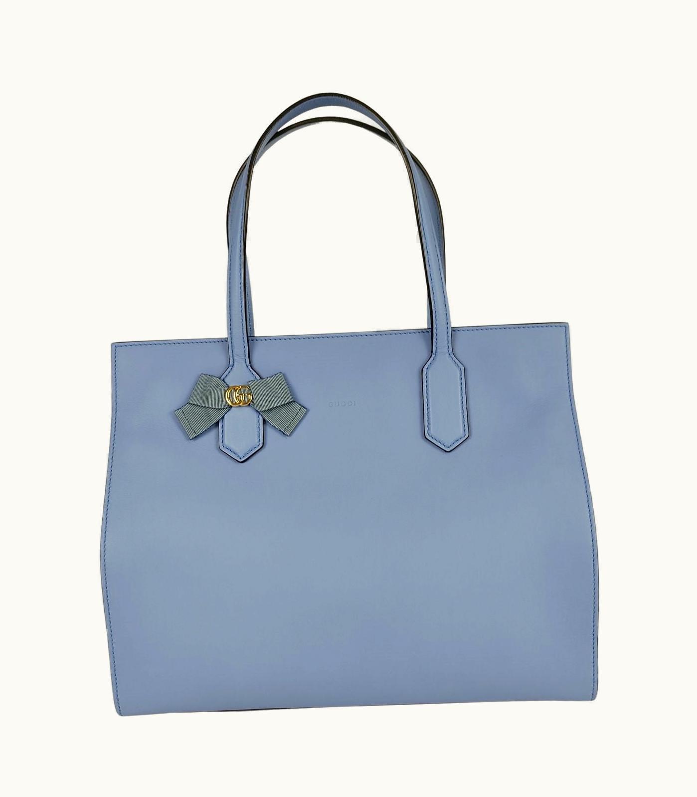 Gucci Shopper Handbag In Light Blue Leather Japan Exclusive
