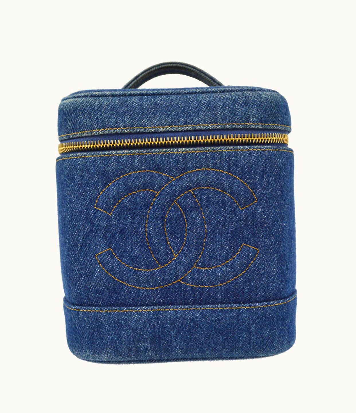 Chanel 1996-1997 Timeless Vanity Handbag Indigo Denim 97458