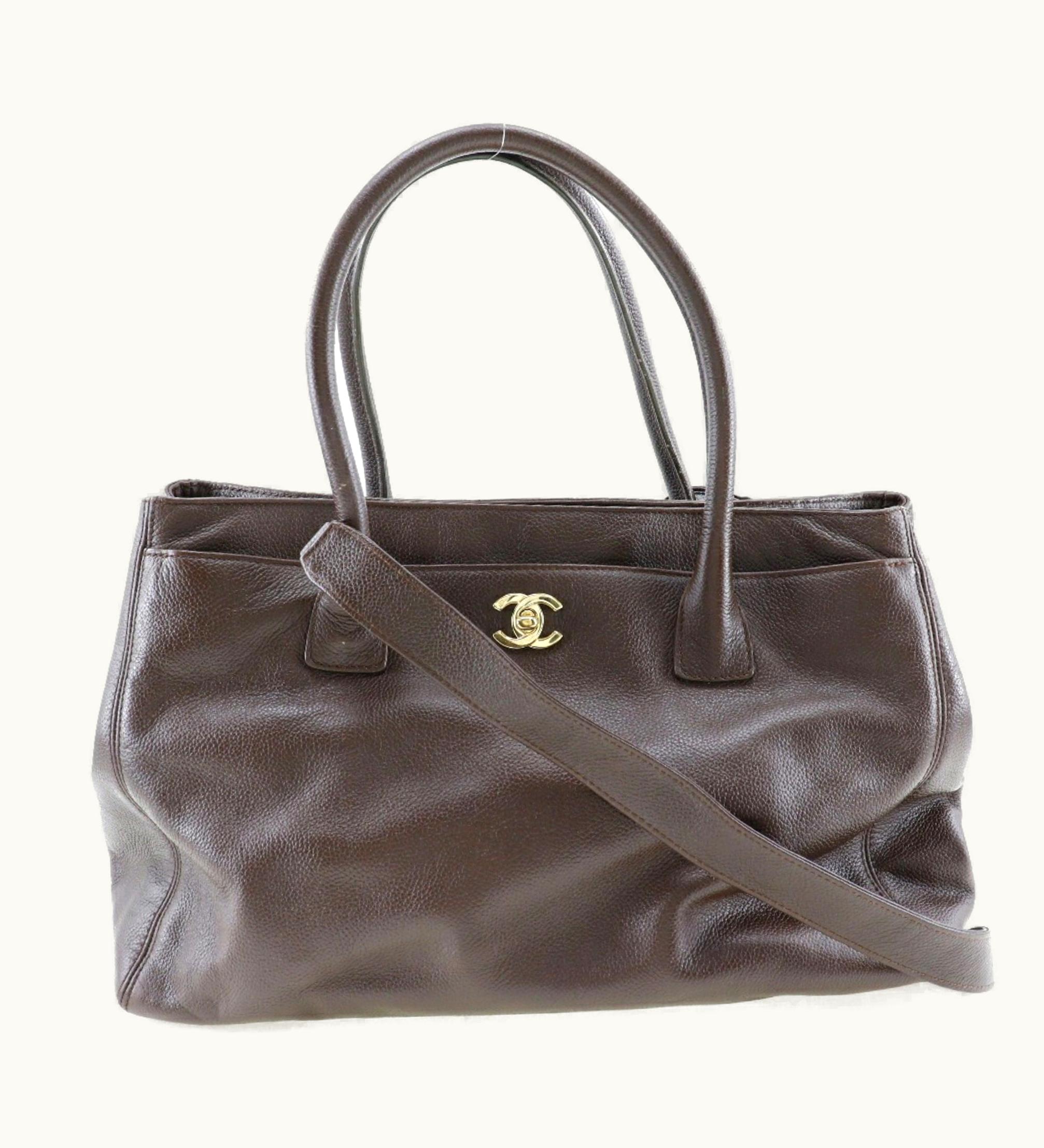 Chanel Executive Tote Bag 2Way Shoulder A15206 Matte Caviar Skin Italian Brown Crossbody Handbag 2Way Magnetic Type Ladies