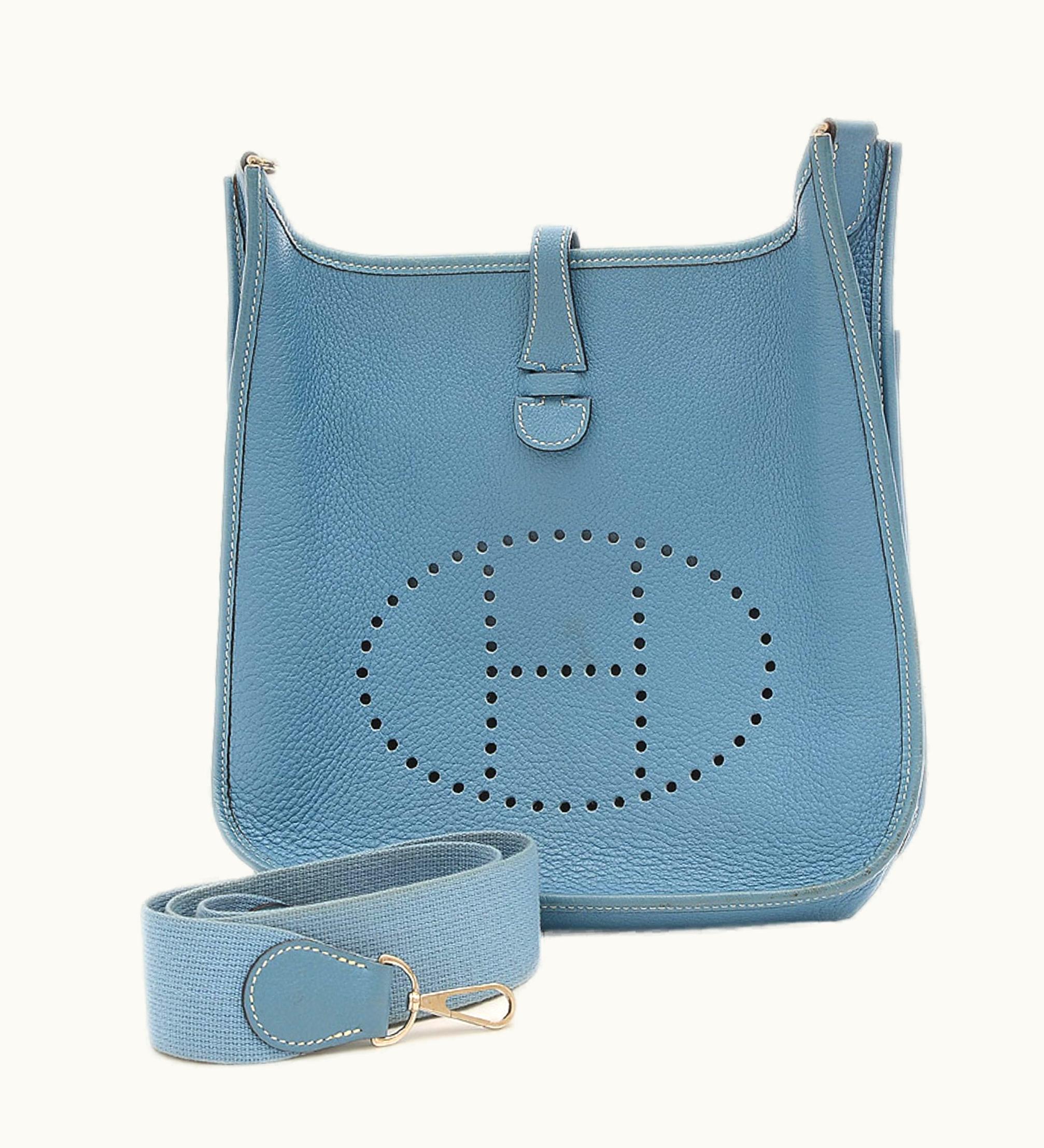 Hermès Evelyne 2 PM Taurillon Clemence Blue Gene I Stamp Shoulder Bag