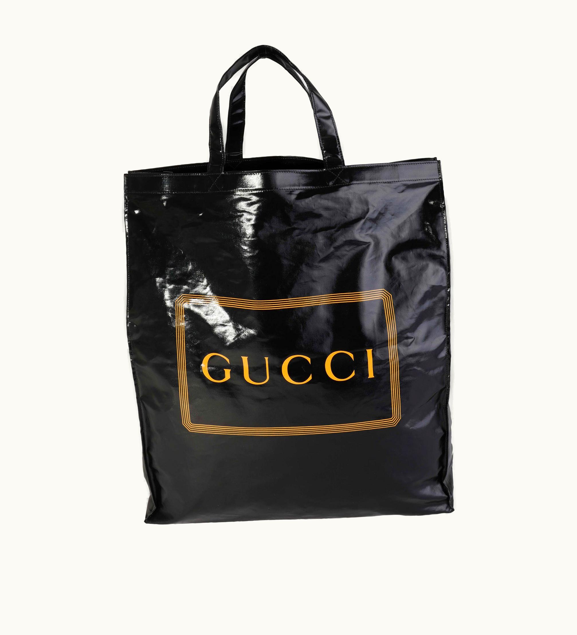 Gucci Black & Gold Coated Canvas Montecarlo Tote