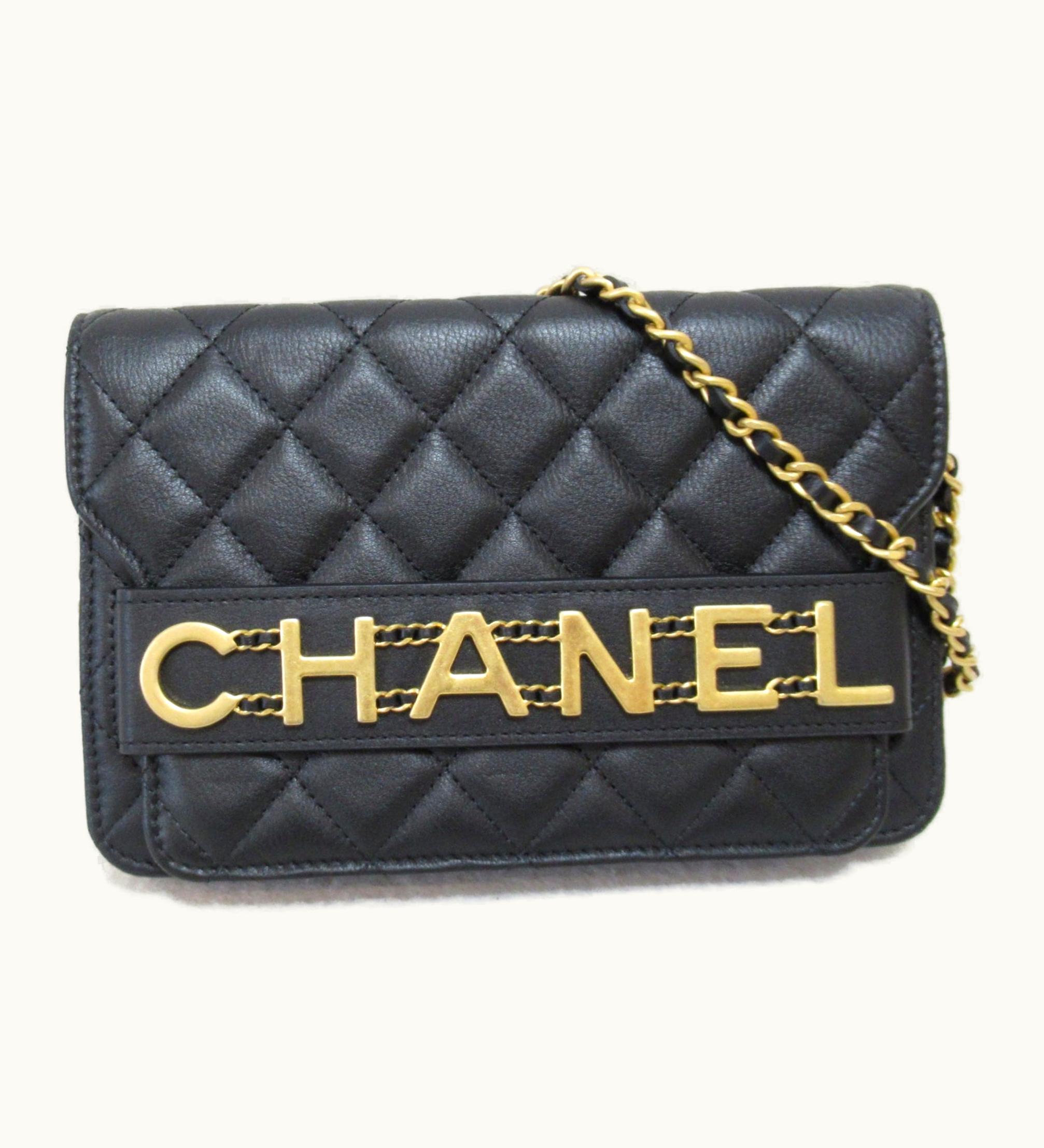 Chanel Chain Wallet Shoulder Bag Black Calfskin [Cowhide]