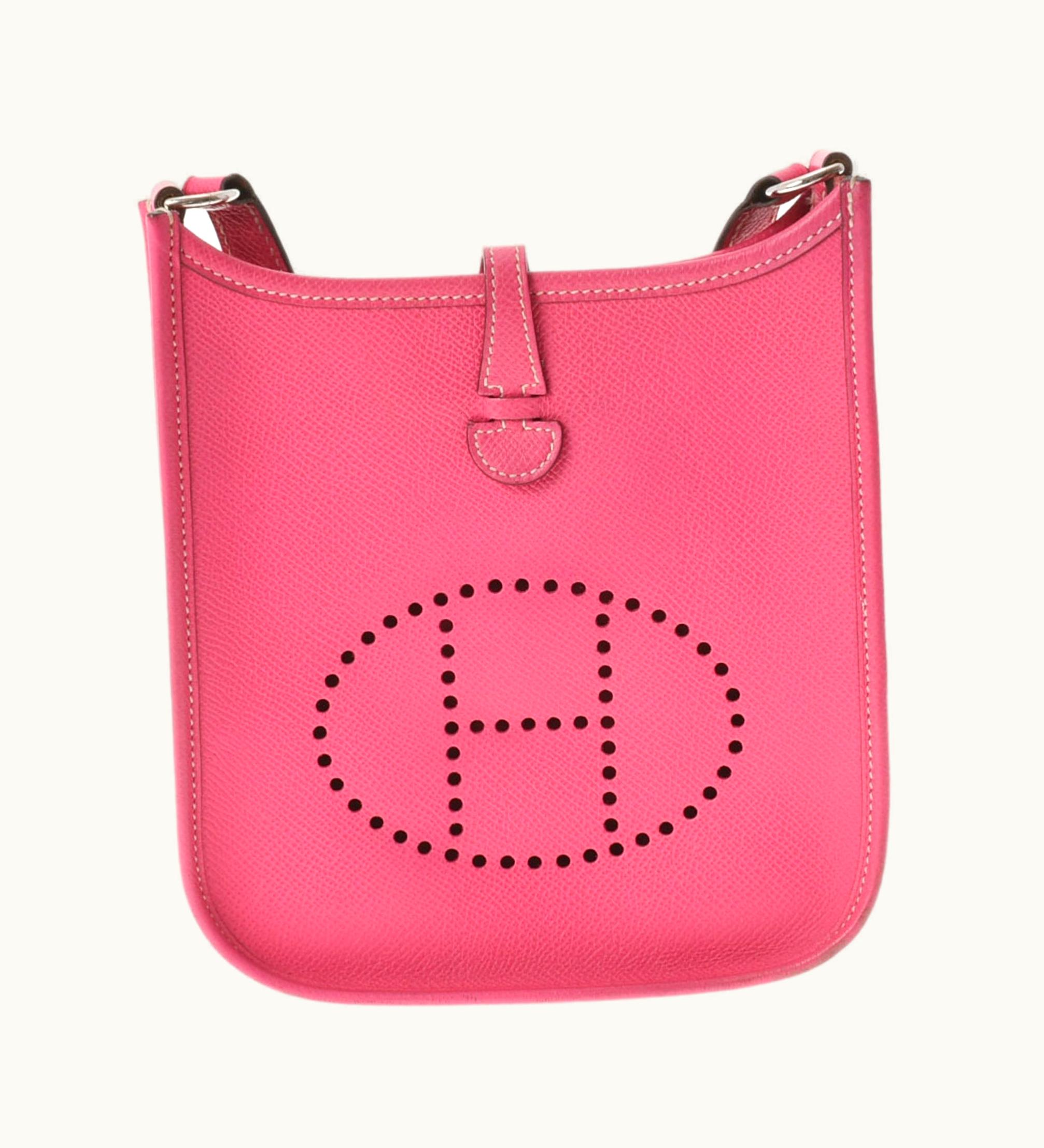 Hermès Evelyne Tpm Rose Tyrian Palladium Metal Fittings P Engraved (Around 2012) Women's Taurillon Clemence Shoulder Bag