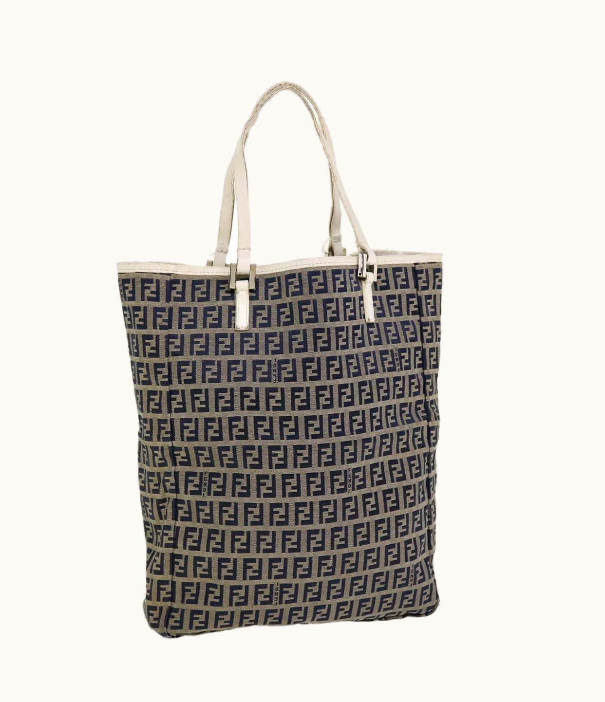 Fendi Zucchino Canvas Hand Bag Navy 2384-8Bh006-028