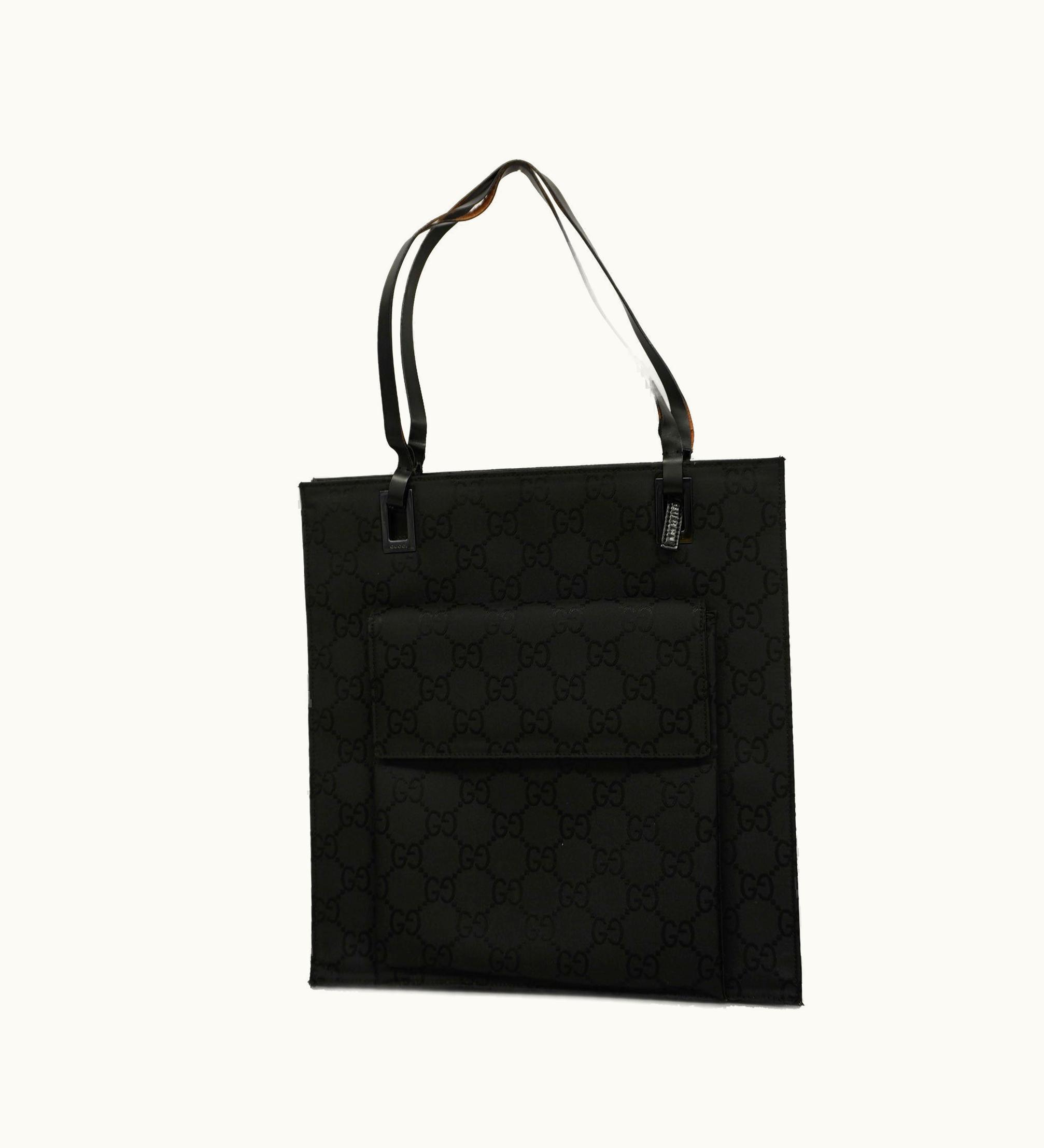 Gucci GG Nylon 002 1008 Women's Nylon, Leather Tote Bag Black