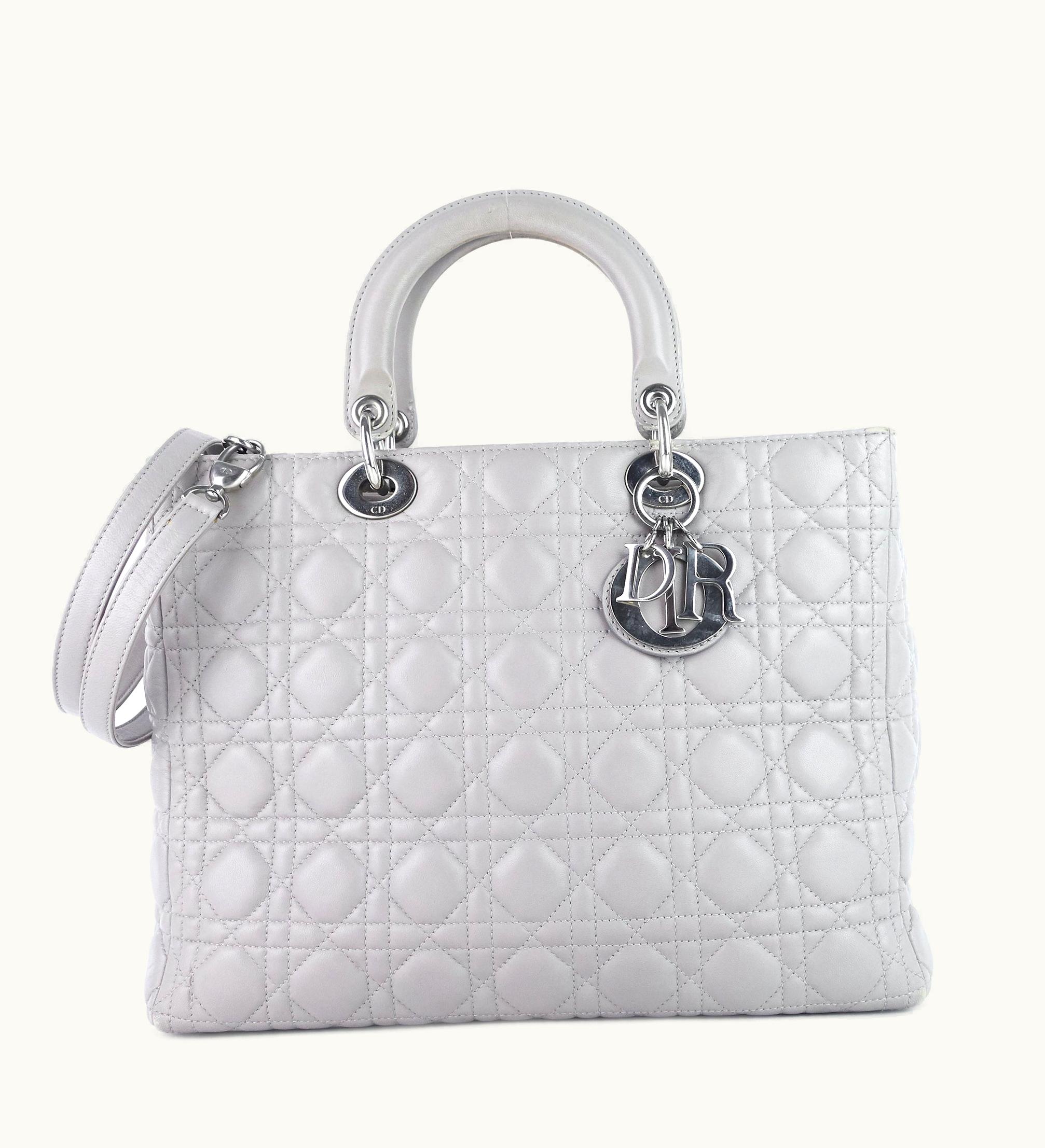 Dior Lady Dior Large Lambskin Leather Bag