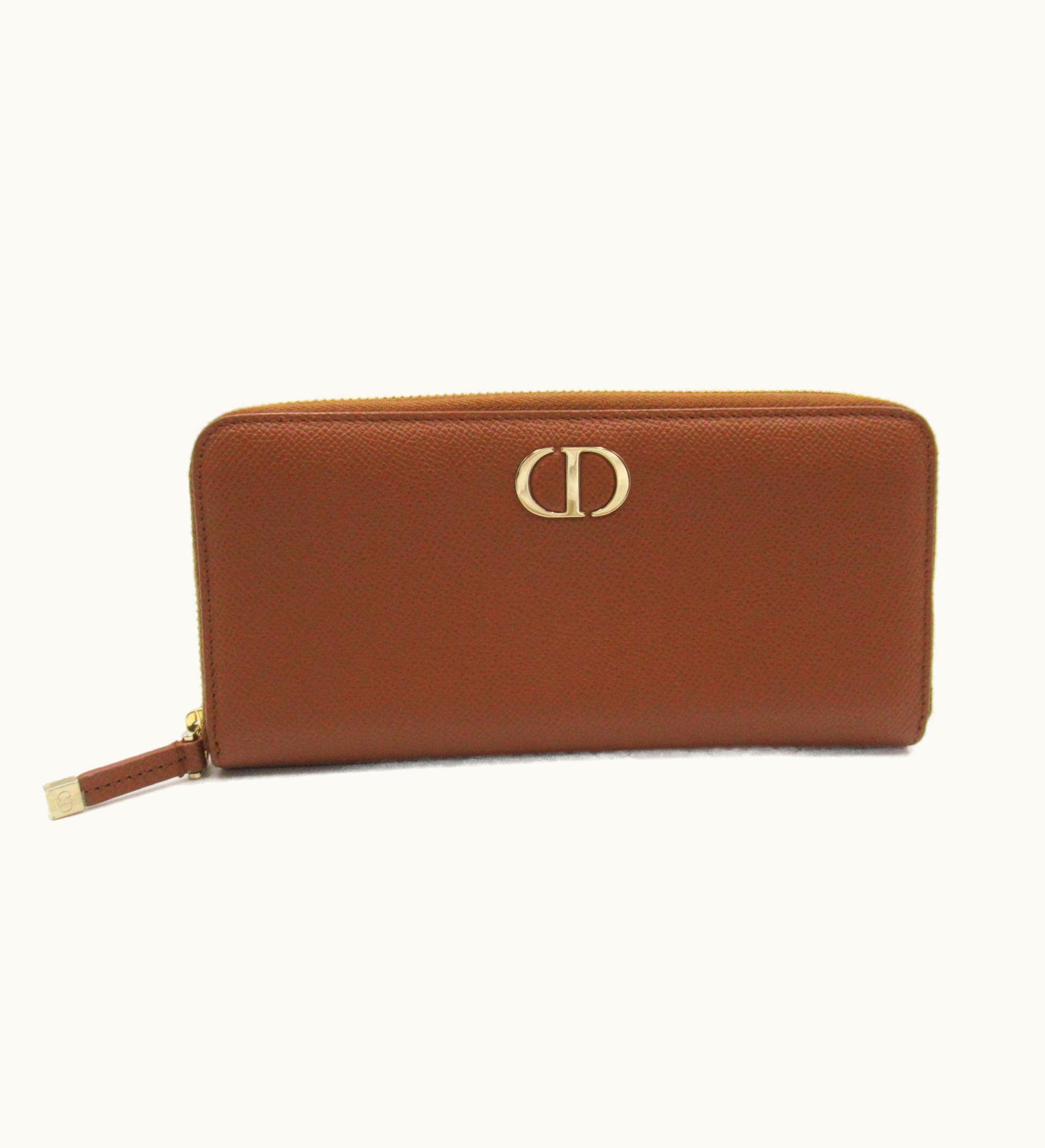 Dior Round Long Wallet Brown Leather 43-Ma-1220