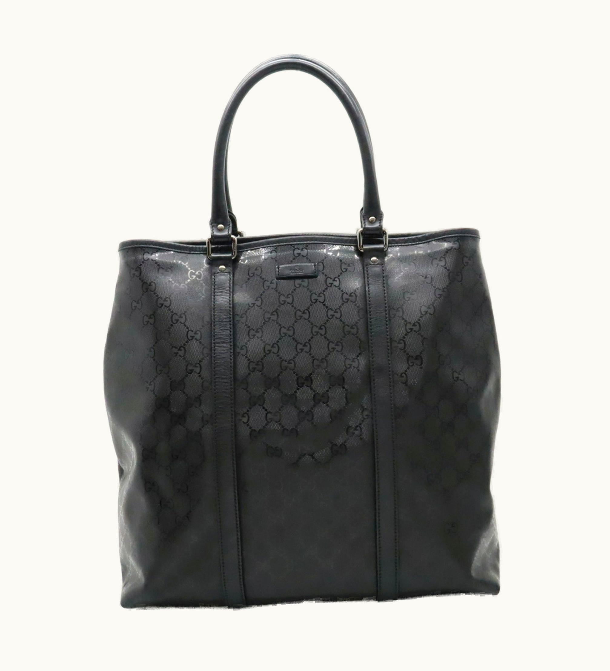 Gucci GG Implement Tote Bag Large Shoulder Pvc Leather Black 223668
