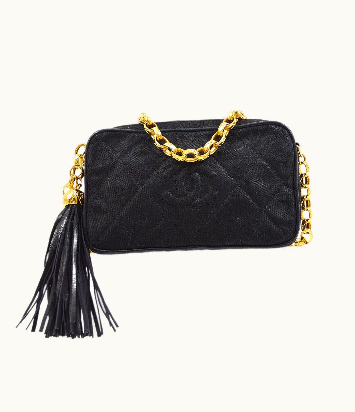 Chanel 1991-1994 Black Canvas Camera Bag Mini Ak36801C
