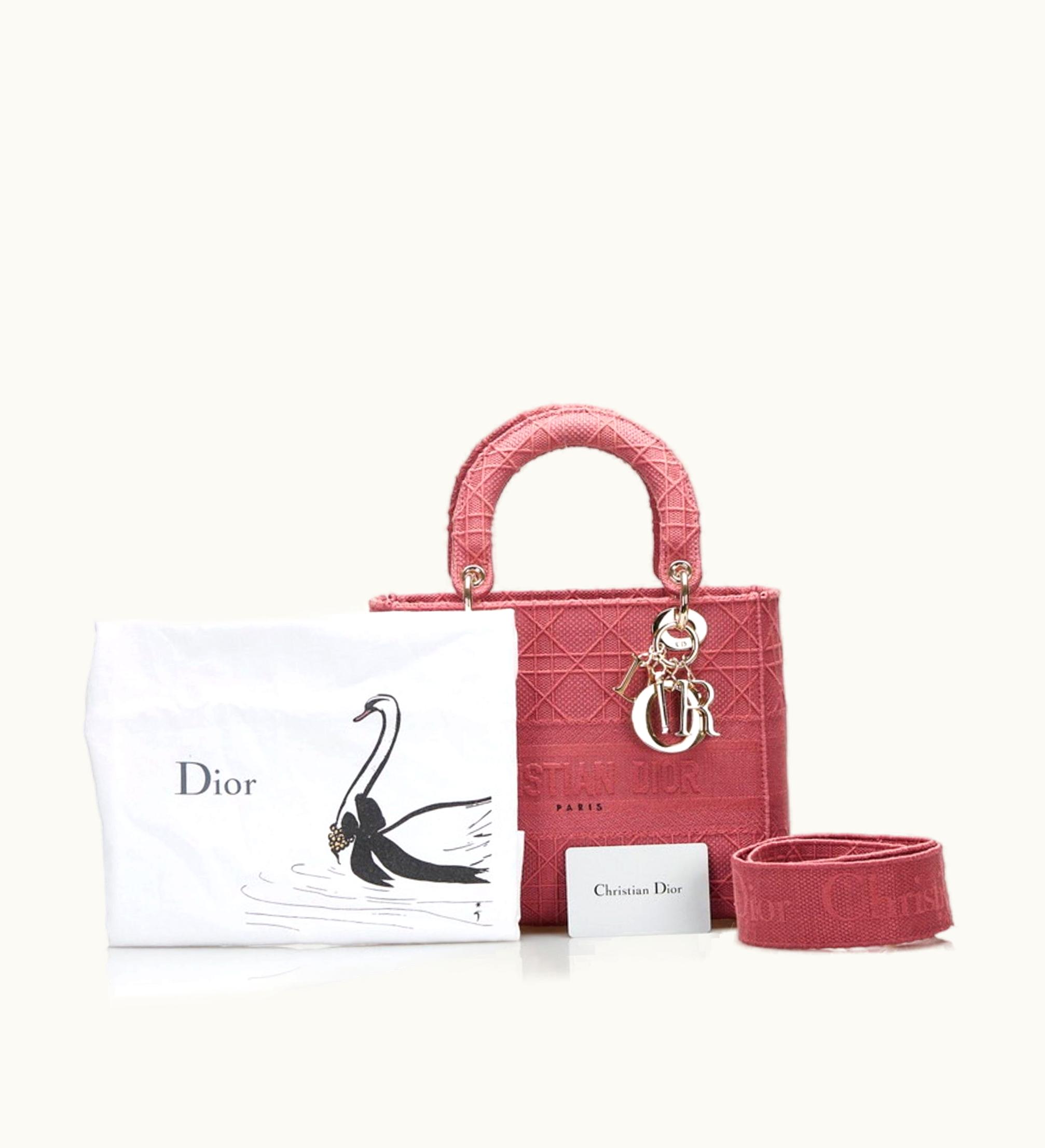 Dior Christian Dior Dior Canage Lady Delight Handbag Shoulder Bag Pink Canvas Ladies