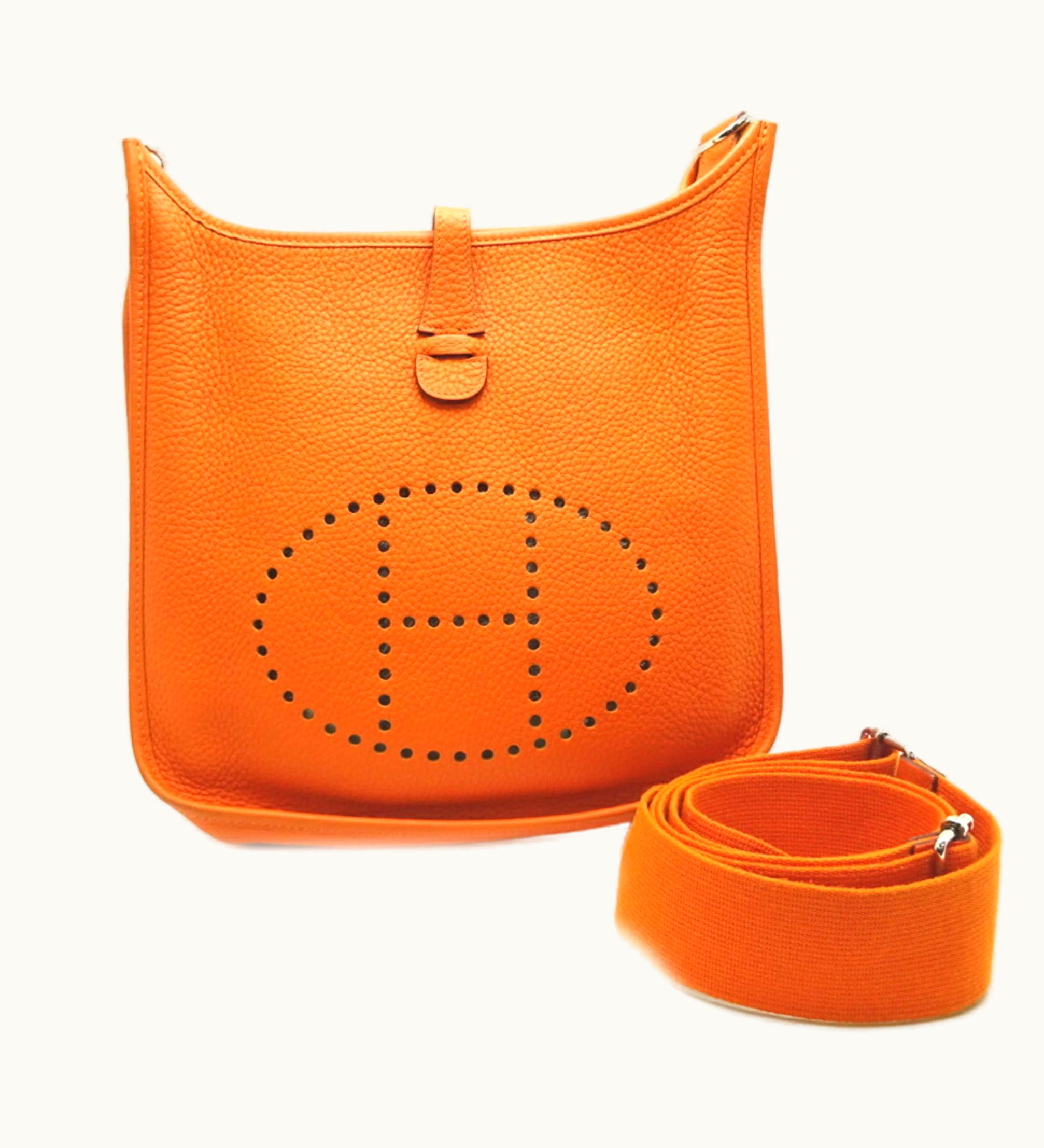 Hermès Evelyne PM3 Troyes P Engraved [Made In 2012] Women's Shoulder Bag Taurillon Clemence Orange