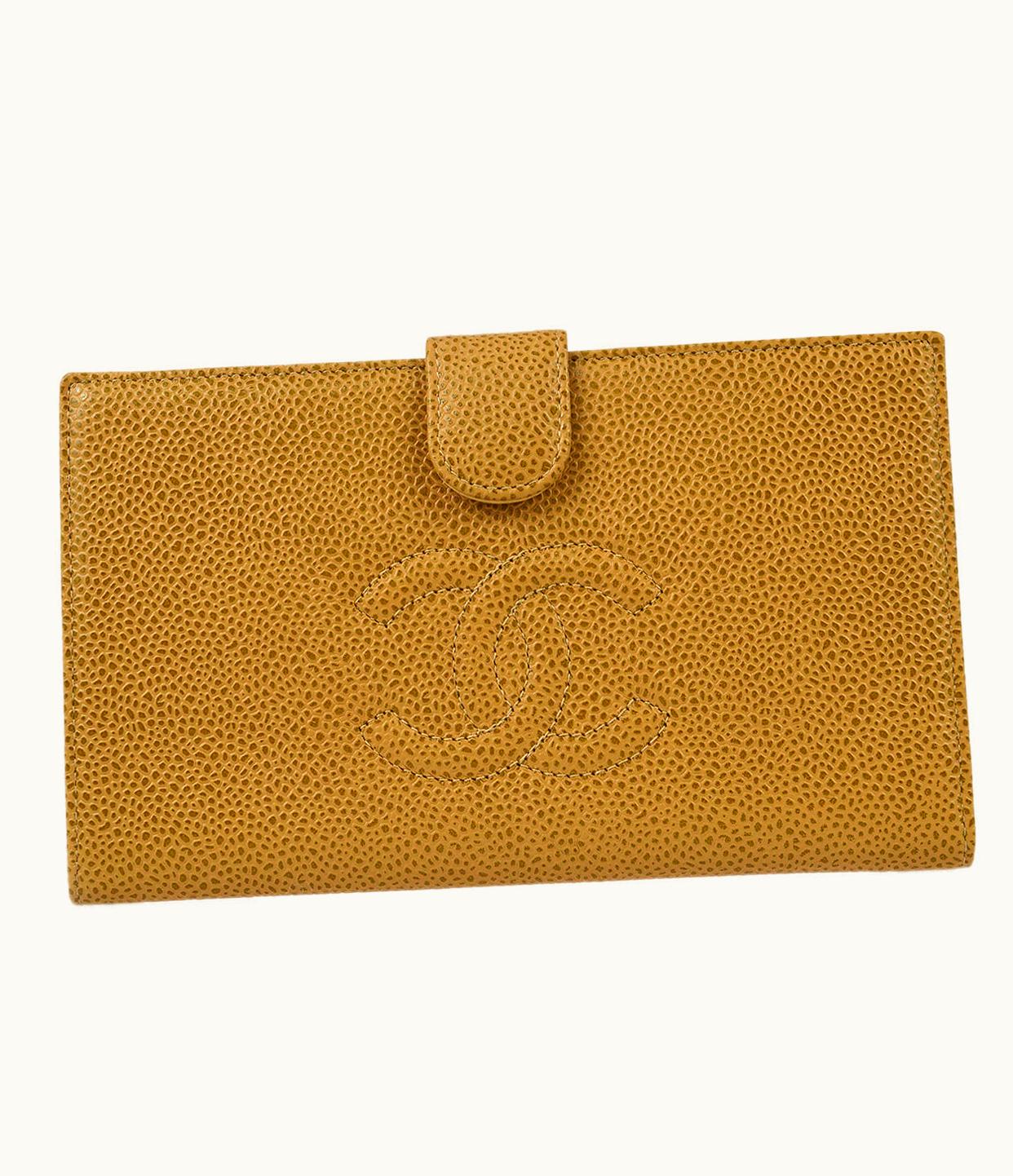 Chanel 2000-2001 Timeless Long Wallet Beige Caviar 67958