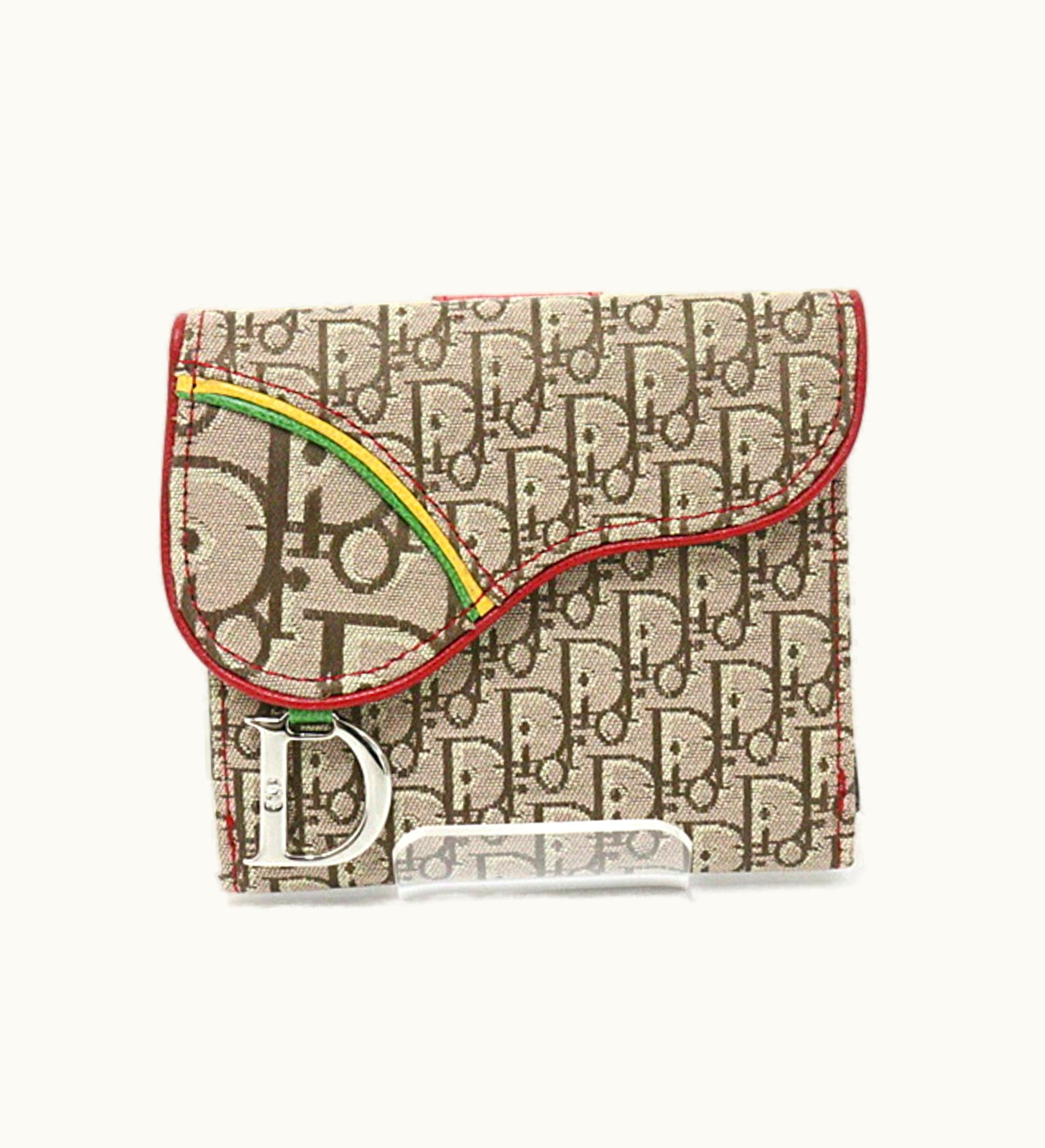 Dior Christian Dior Dior Dior Rasta Trotter W Folio Wallet Jacquard/Leather Beige/Red/Green/Yellow Jdr43025 Jamaica Reggae D Motif Rast