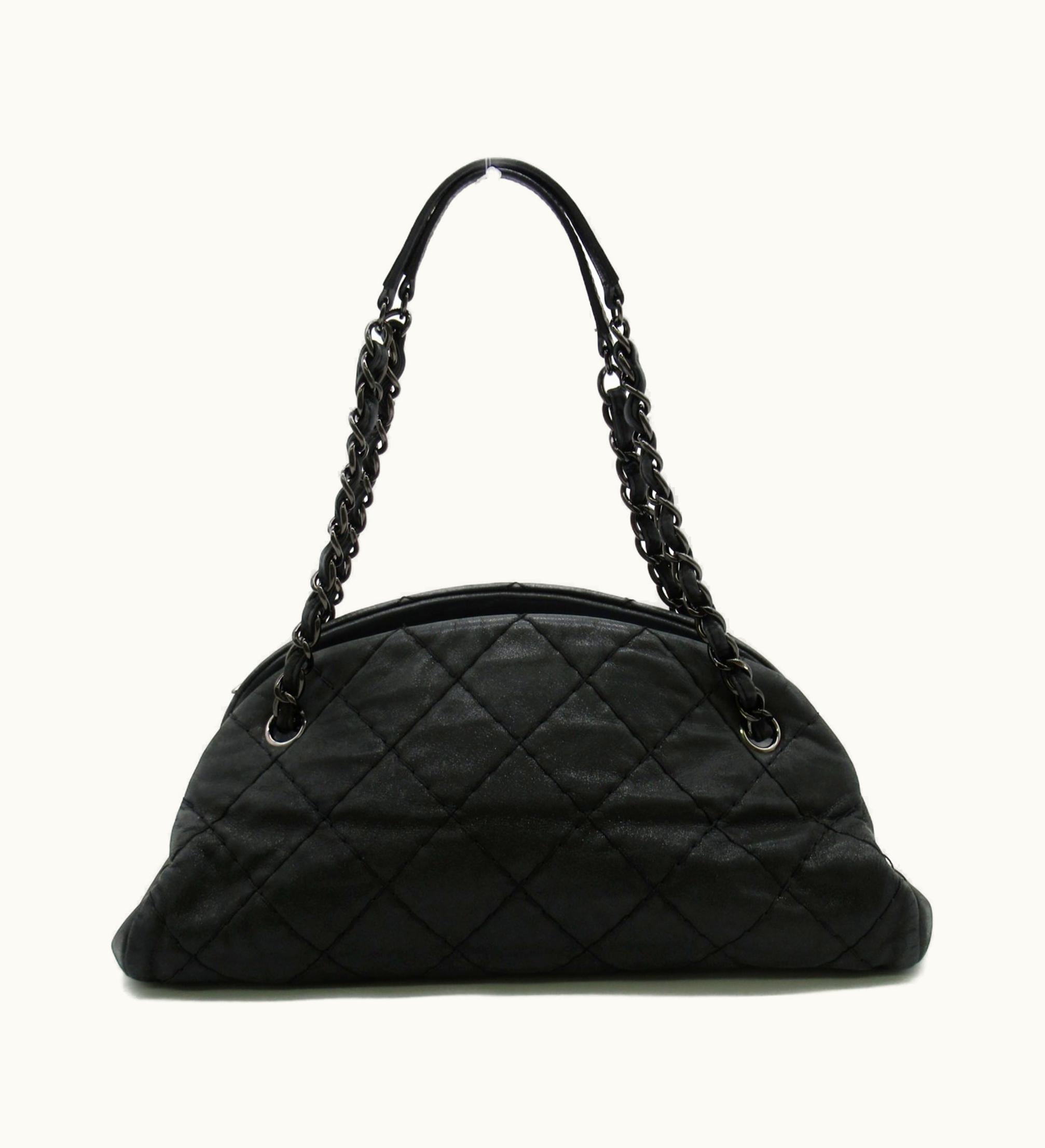 Chanel Mademoiselle Bowling Chainshoulder Bag Green Leather A50557