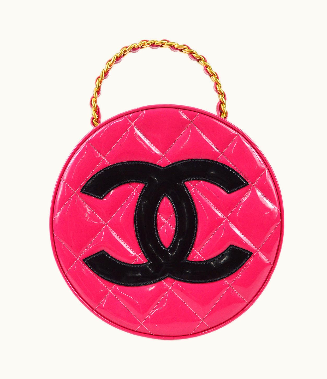 Chanel * Quilted Round Cosmetic Vanity Chain Handbag 78546