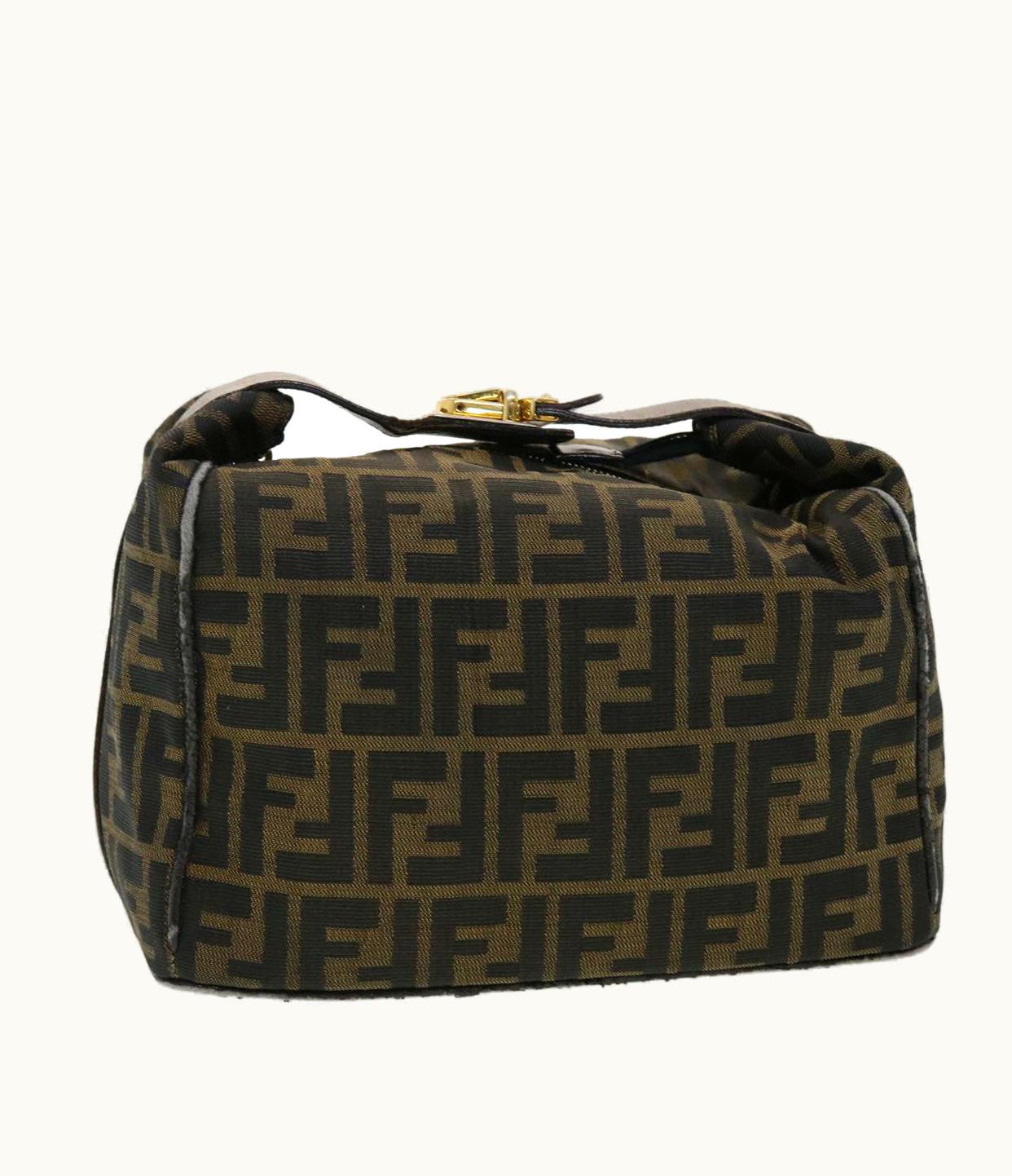 Fendi Vanity Zucca Canvas Cosmetic Pouch Black Brown
