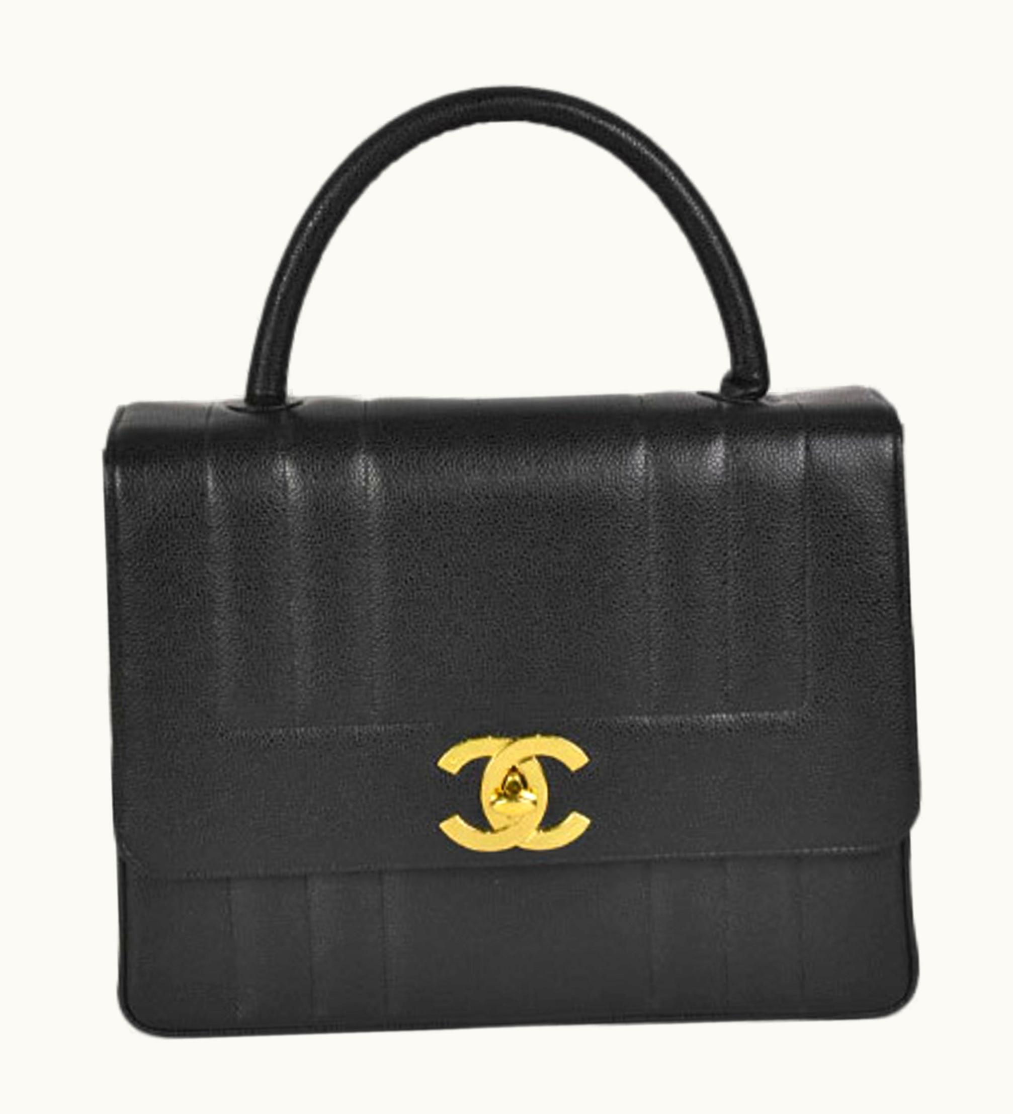 Chanel Mademoiselle Here Mark Handbag Caviar Skin Black