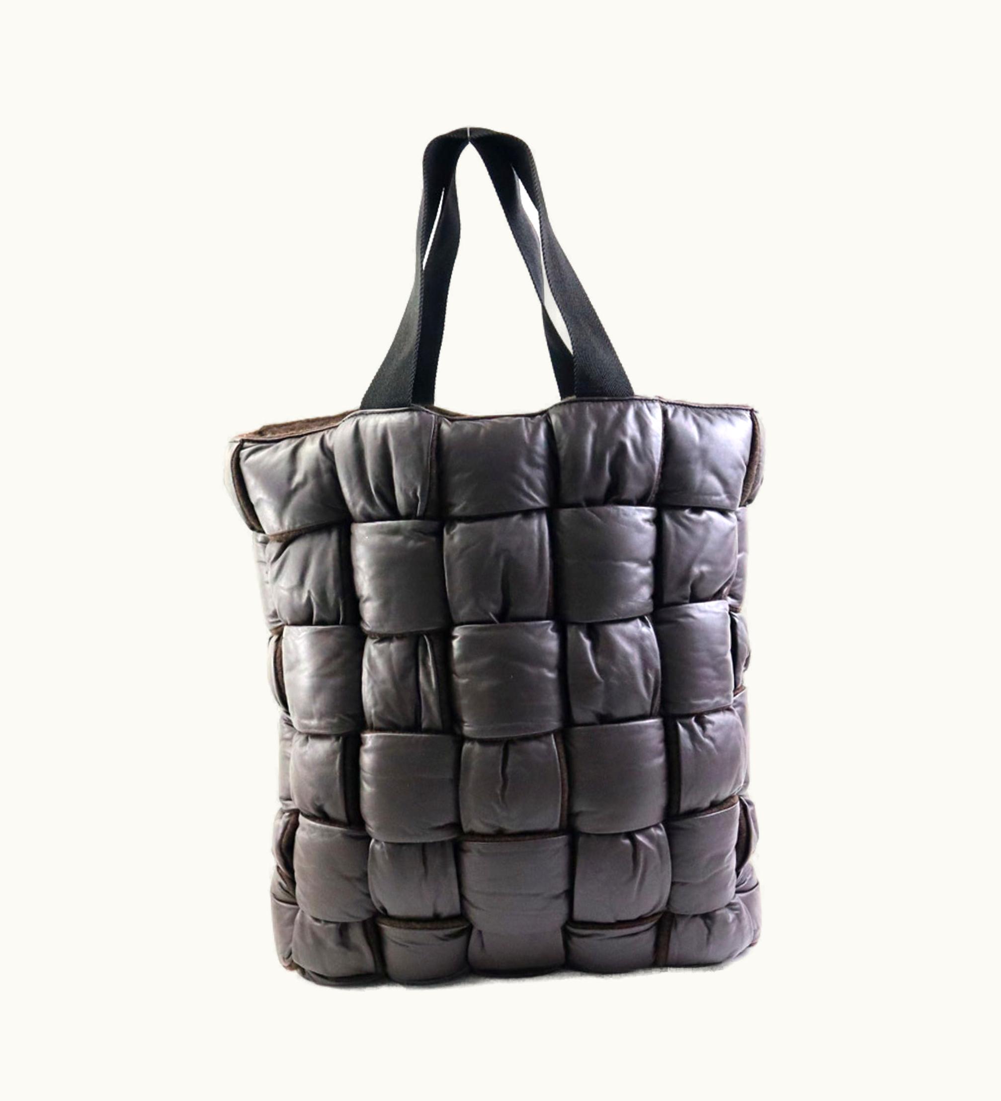 Bottega Veneta Bottegaveneta Handbag Padded Tote Leather/Wool Brown Men's
