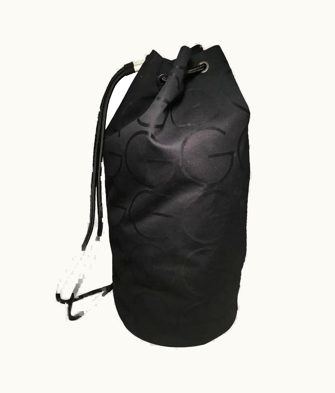 Gucci Rare Black GG Monogram Canvas Sling Backpack Bag