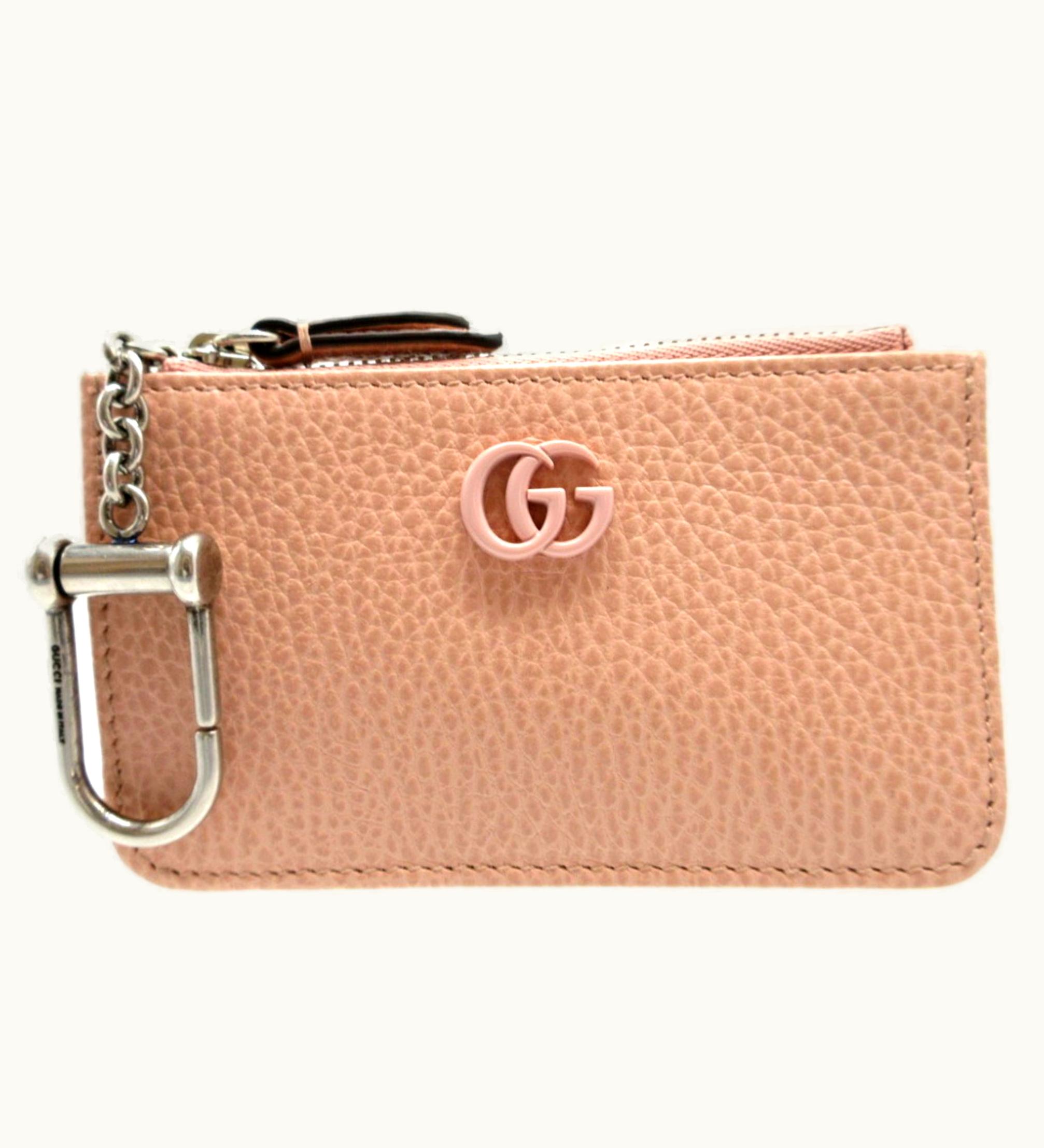 Gucci 701070 Double G Leather Pink Coin Case