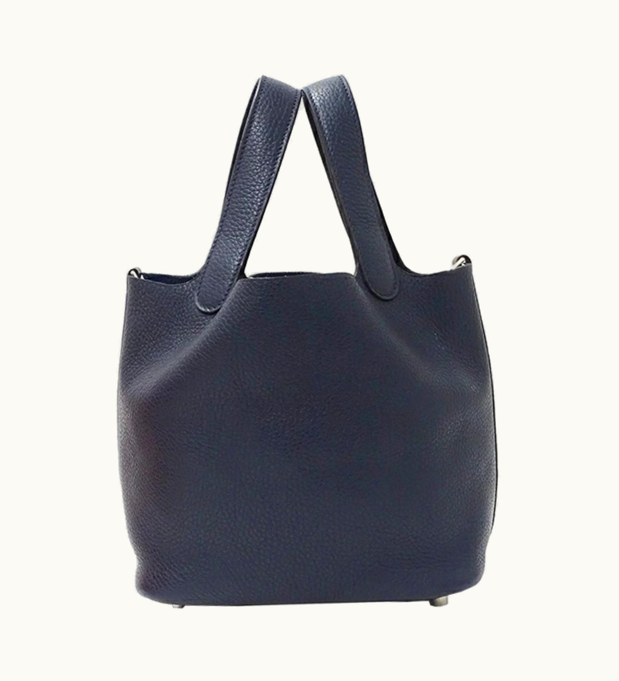 Hermès Bag PM Women's Picotin Lock Handbag Taurillon Clemence Blue Nuit Navy C Engraved