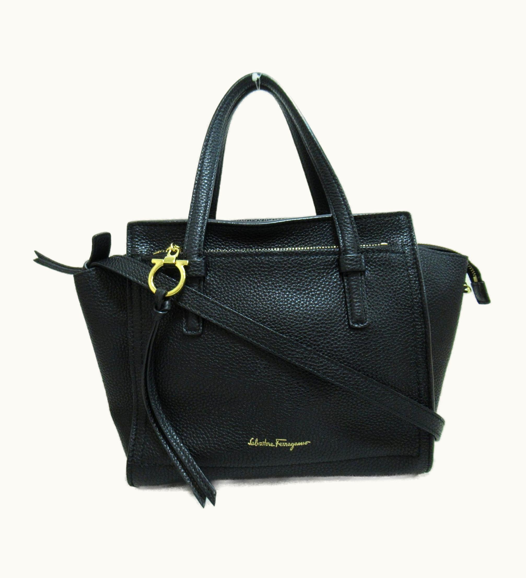 Salvatore Ferragamo 2Way Tote Bag Black Leather 21F478