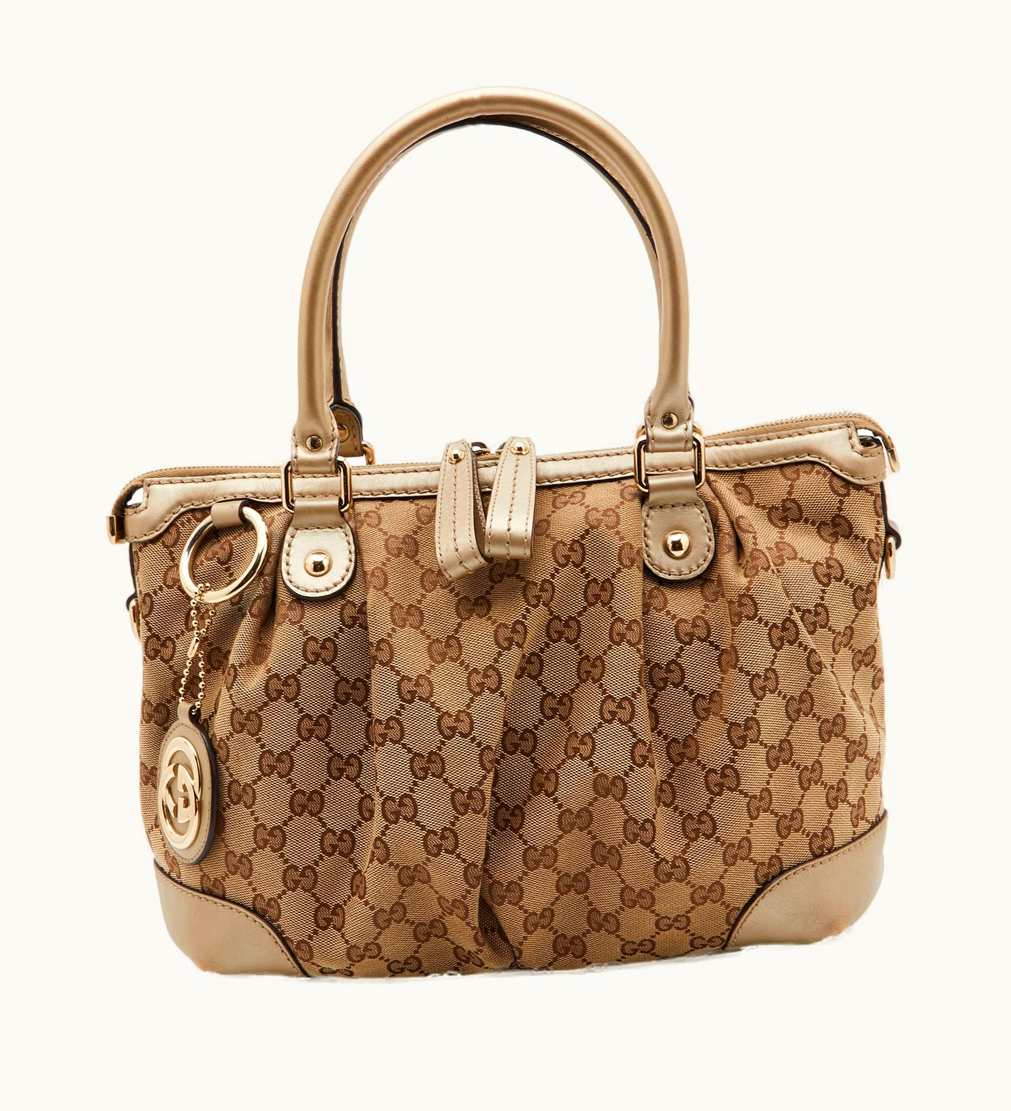 Gucci Beige GG Canvas And Leather Sukey Tote