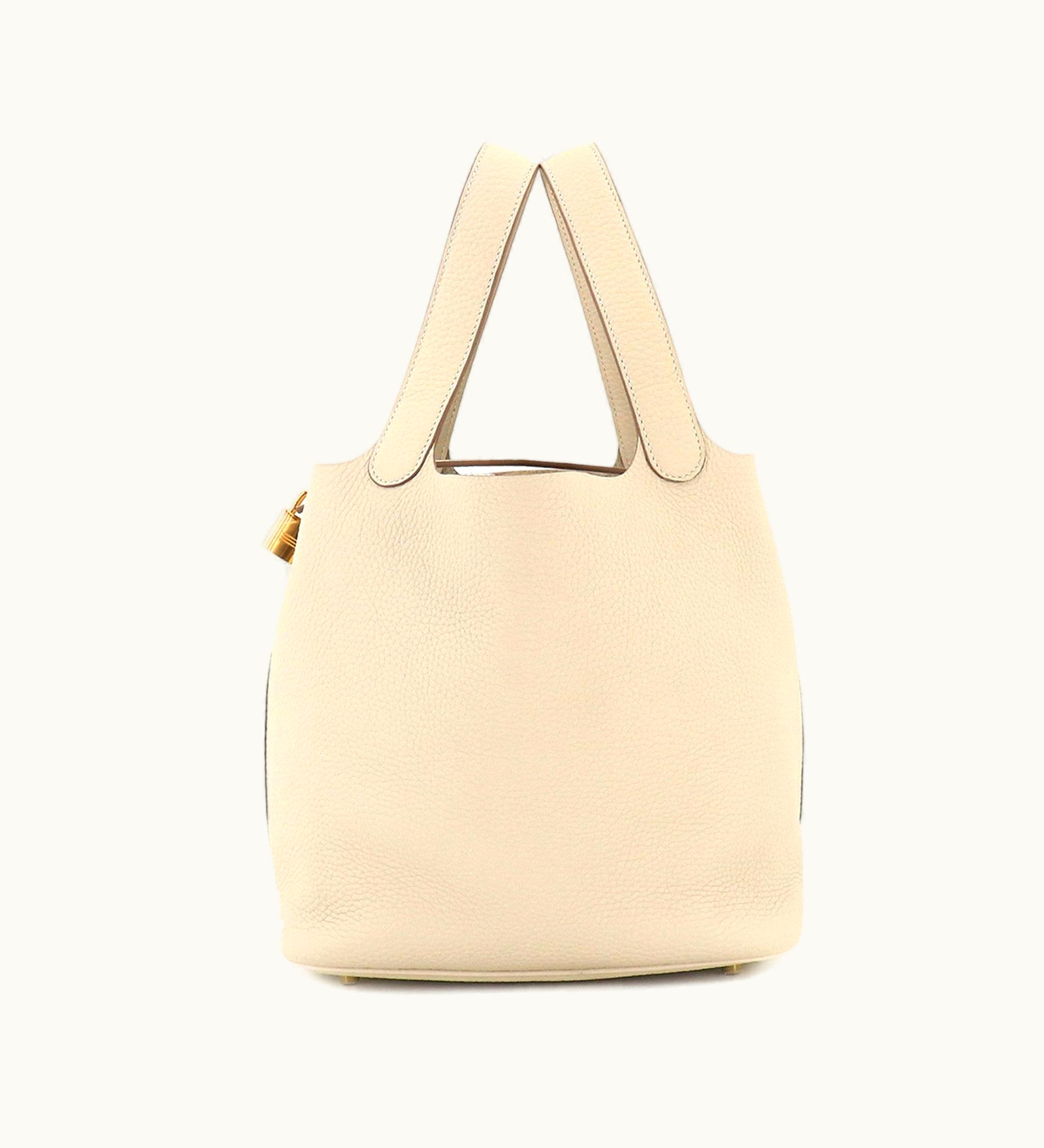 Hermès Picotin Lock MM Hand Bag Taurillon Clemence Cle C Engraved Gold Metal Fittings
