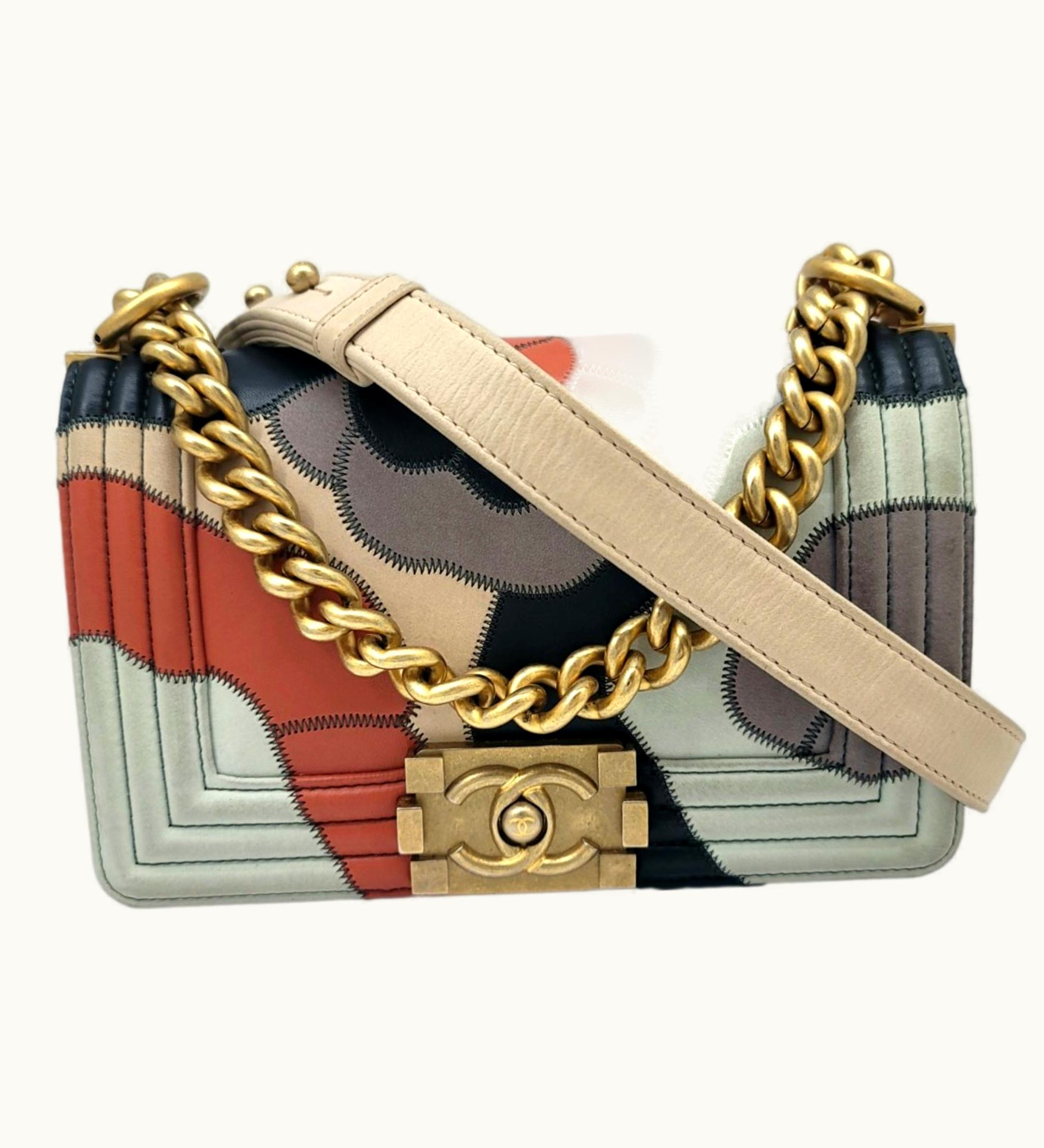 Chanel Boy Shoulder Bag 2Way Camellia Navy Multicolor G Metal Fittings No. 24 Compact Women's Men's Unisex