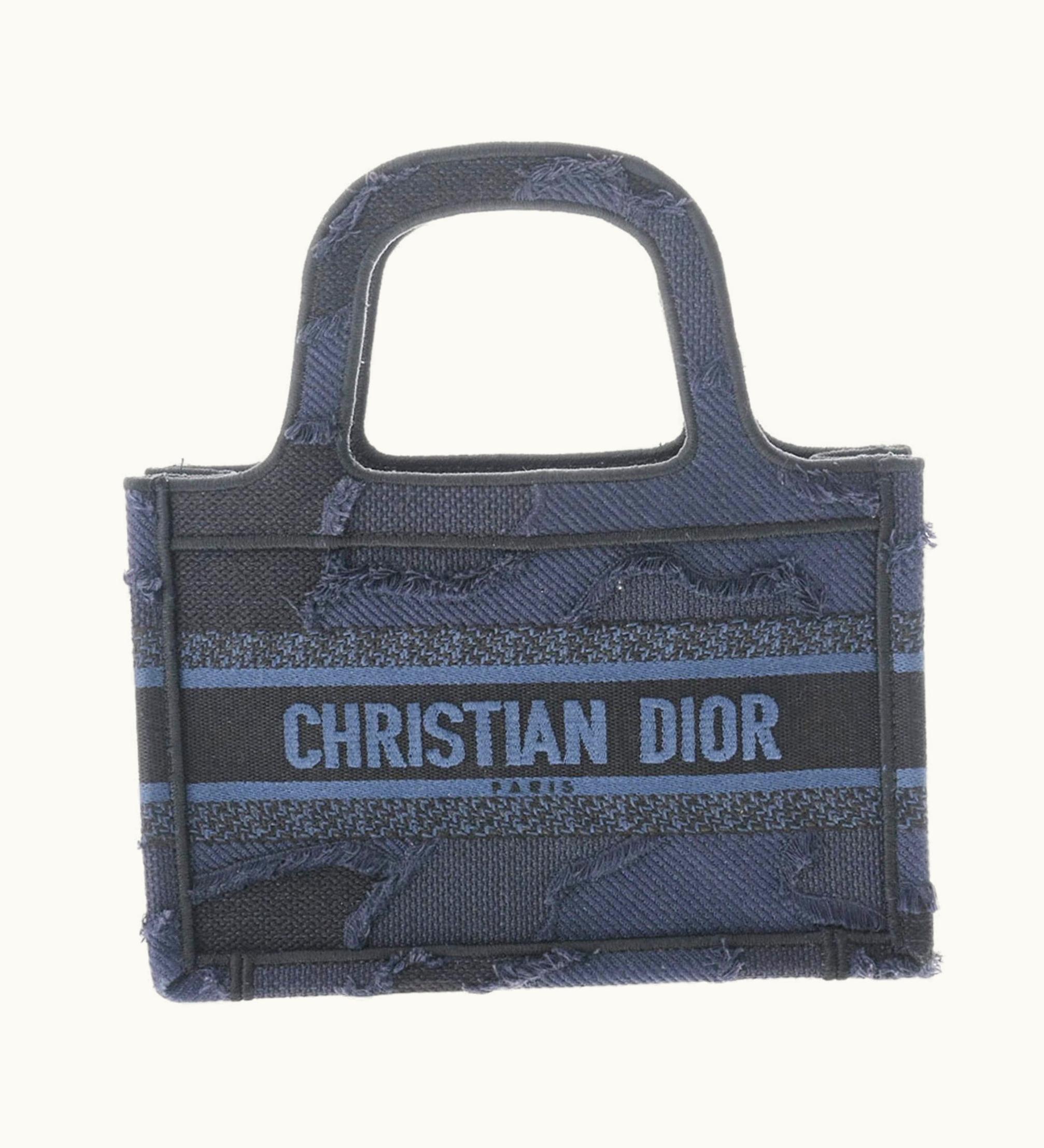 Dior Christian Dior Book Tote Navy Women's Canvas Handbag