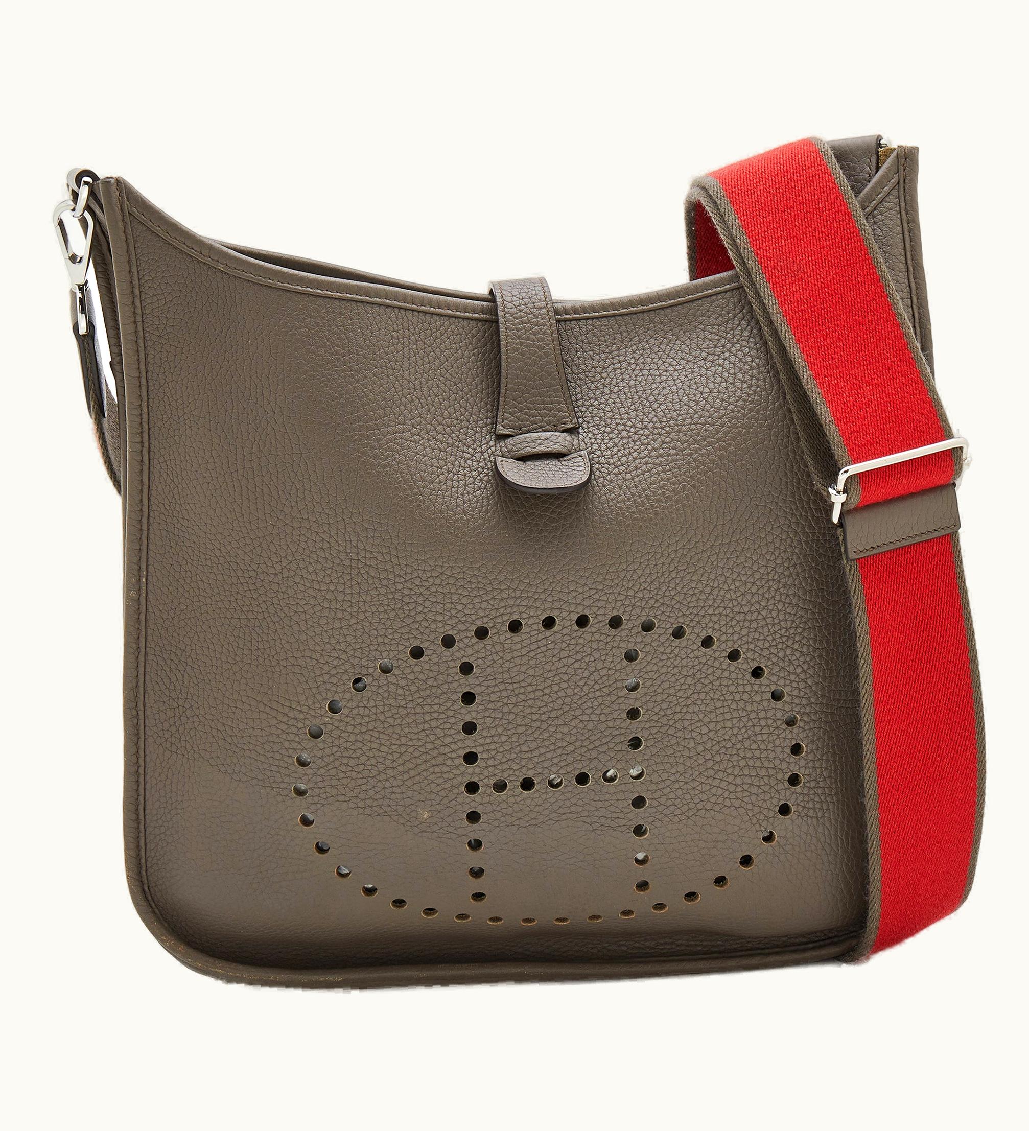Hermès Etain Taurillon Clemence Leather Evelyne III Bag