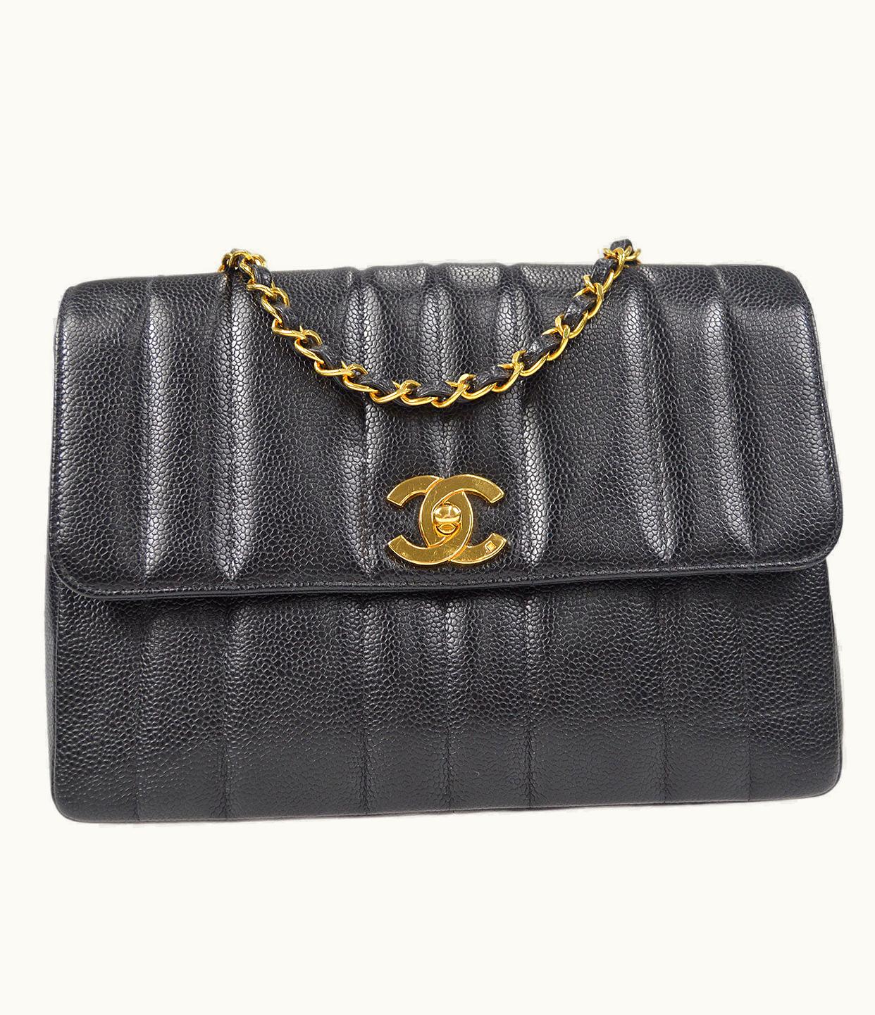 Chanel Classic Flap Mademoiselle Double Chain Shoulder Bag Caviar 58232