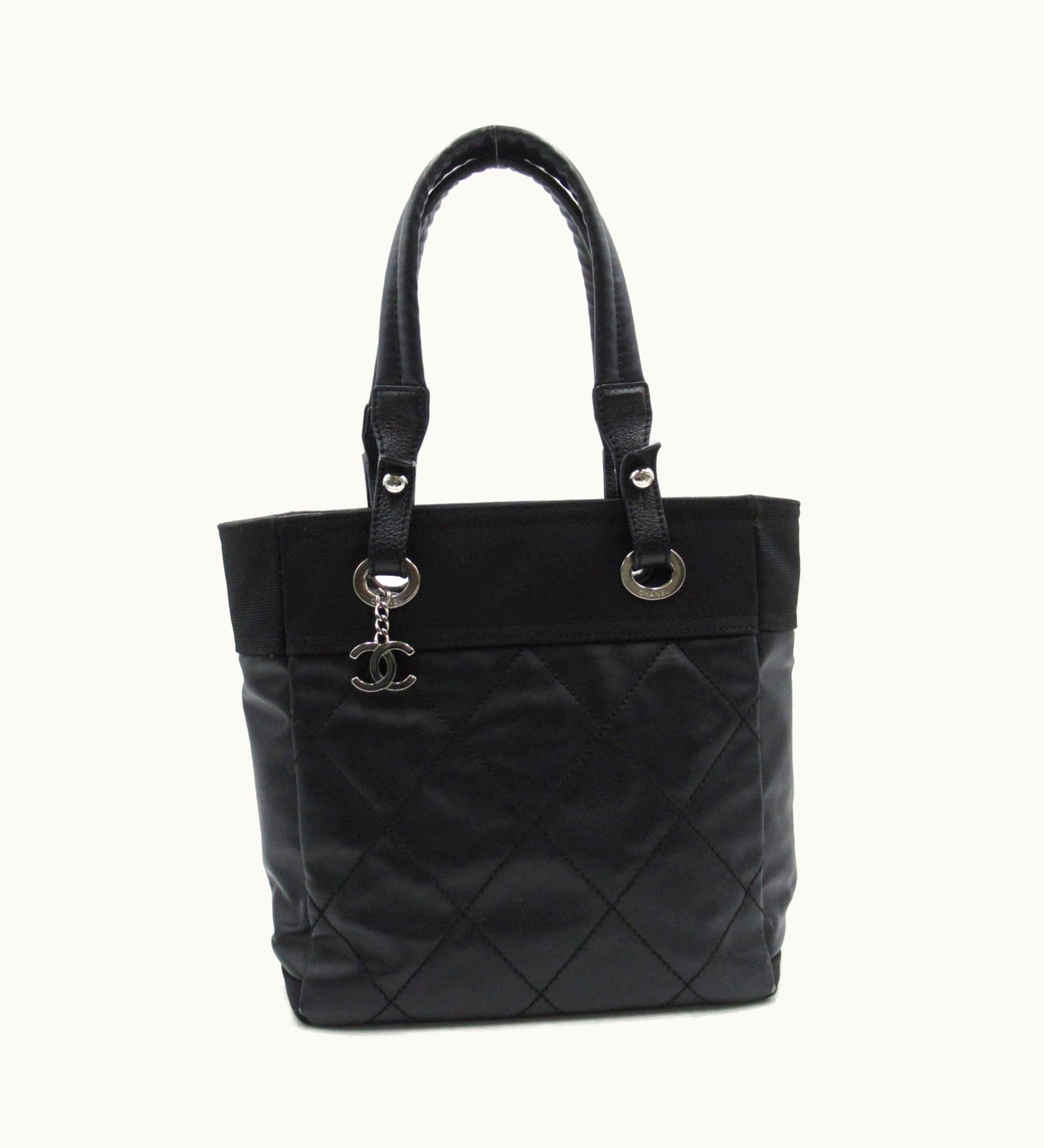 Chanel Paris Biarritz Tote PM Black Pvc Coated Canvas A34208