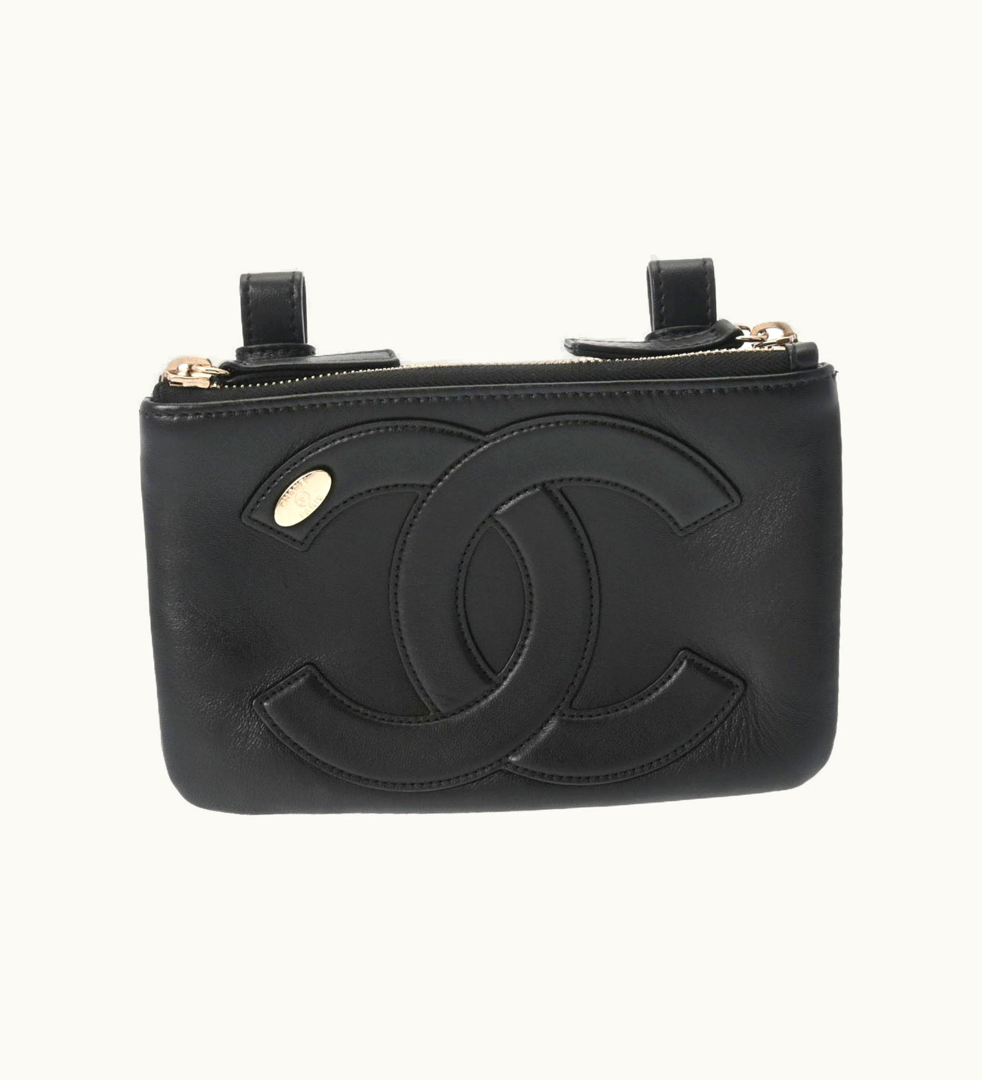 Chanel Cocomark Waist Bag Black Ladies Lambskin Body