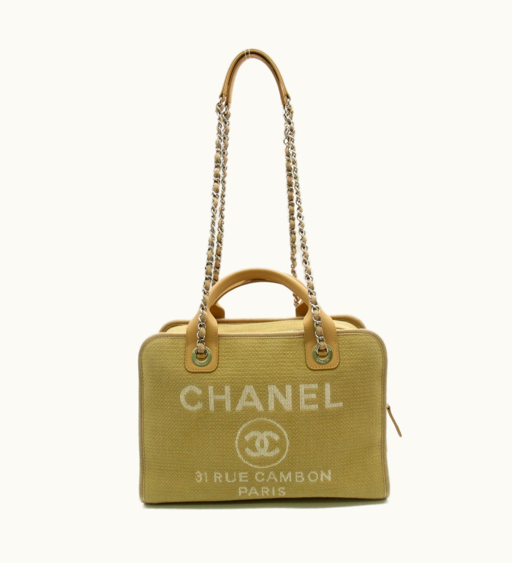 Chanel Deauville Line 2Waychainshoulder Bag Beige Canvas A92750