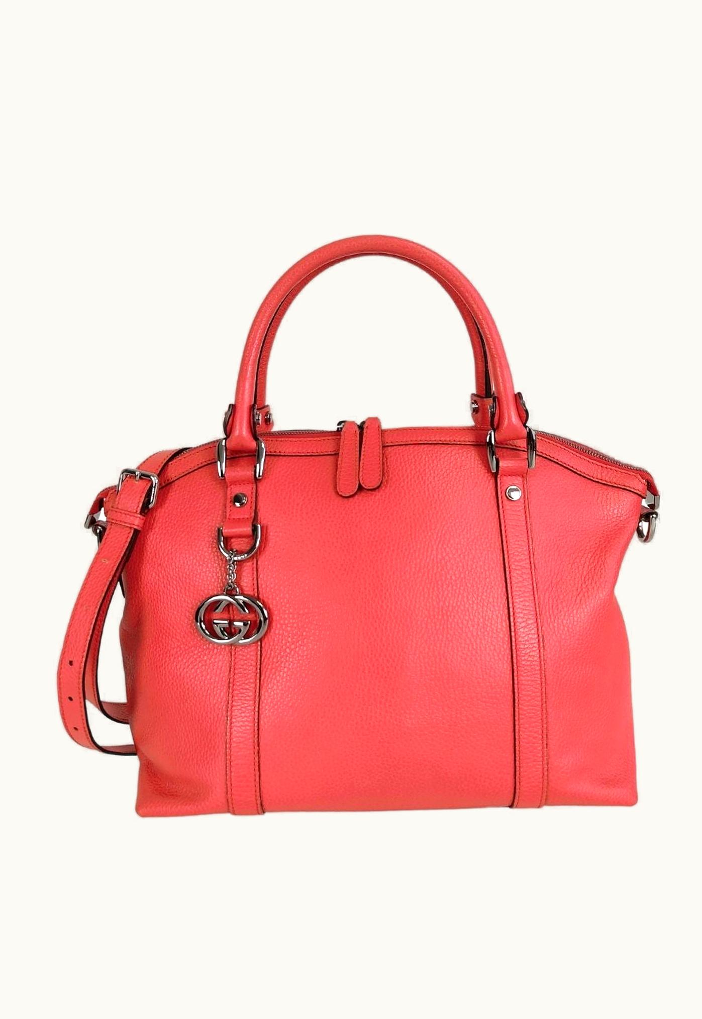 Gucci Shoulder Bag In Coral Red Leather