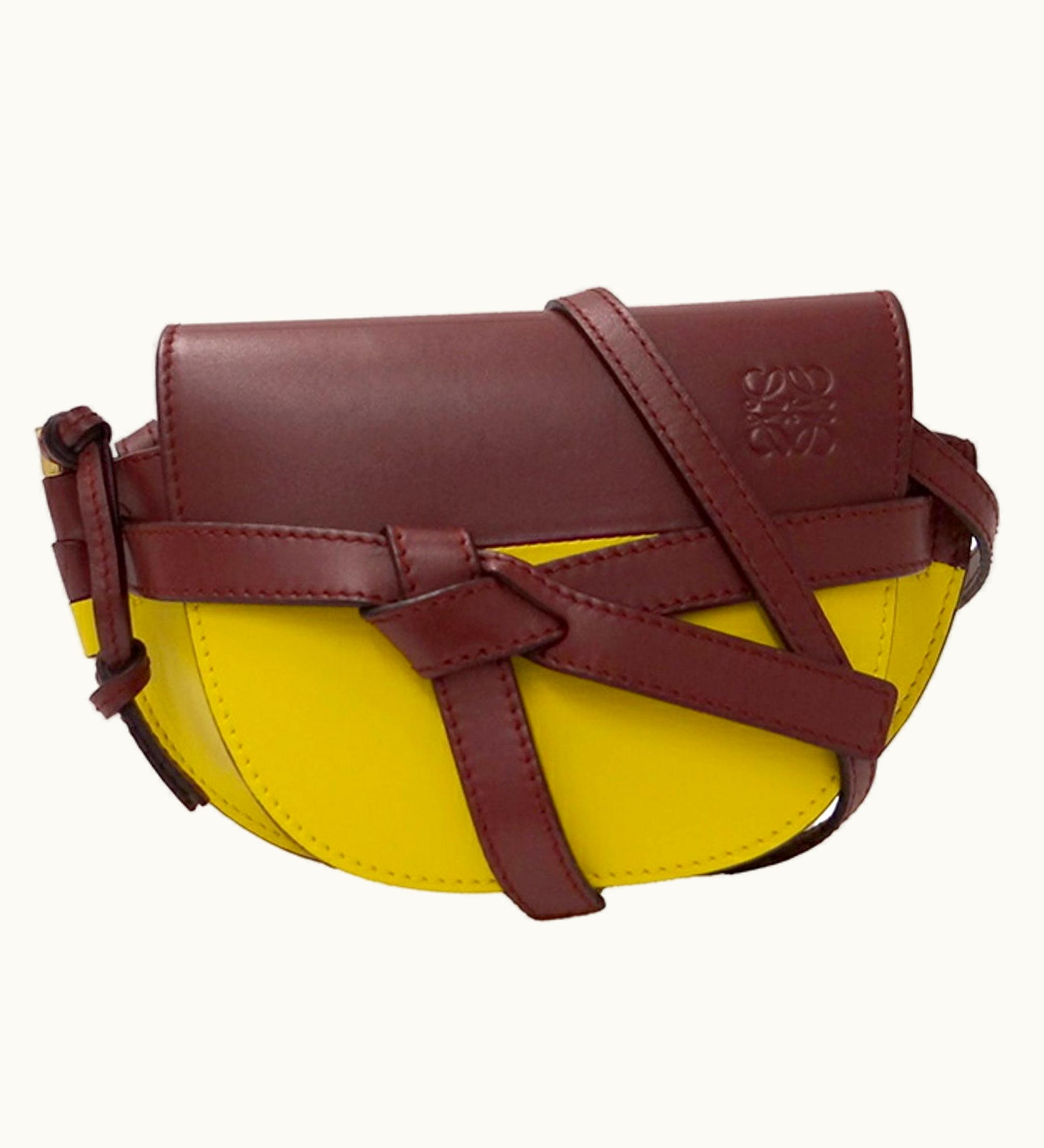 Loewe Bag Ladies Shoulder Leather Gate Dual Bordeaux Yellow
