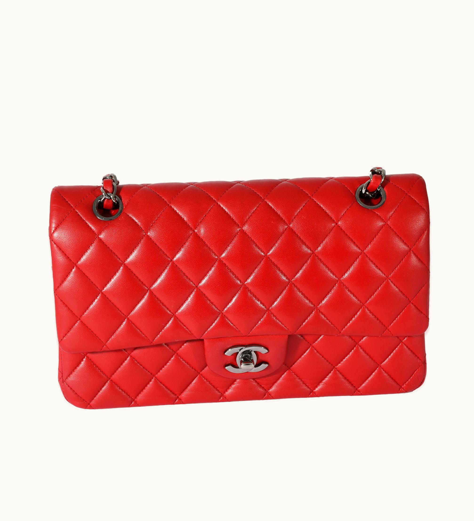 Chanel Maroon Lambskin Medium Classic Double Flap Bag