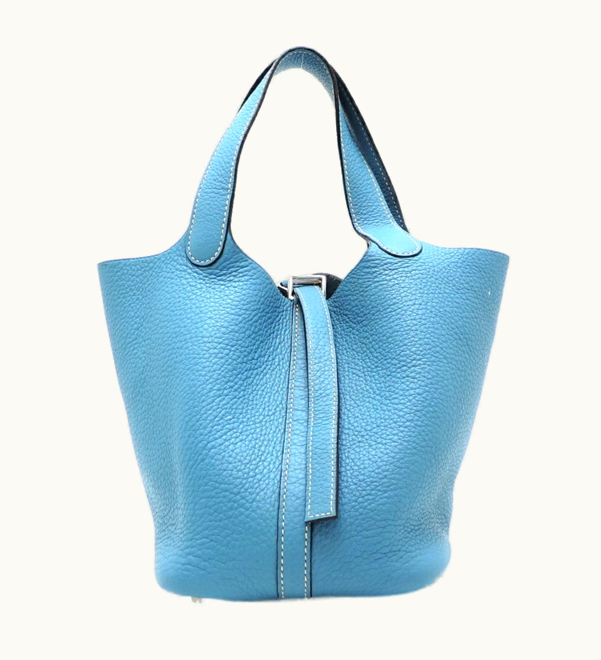 Hermès Picotin Lock PM H Engraved Made In 2004 Ladies Handbag Taurillon Clemence Blue Jean