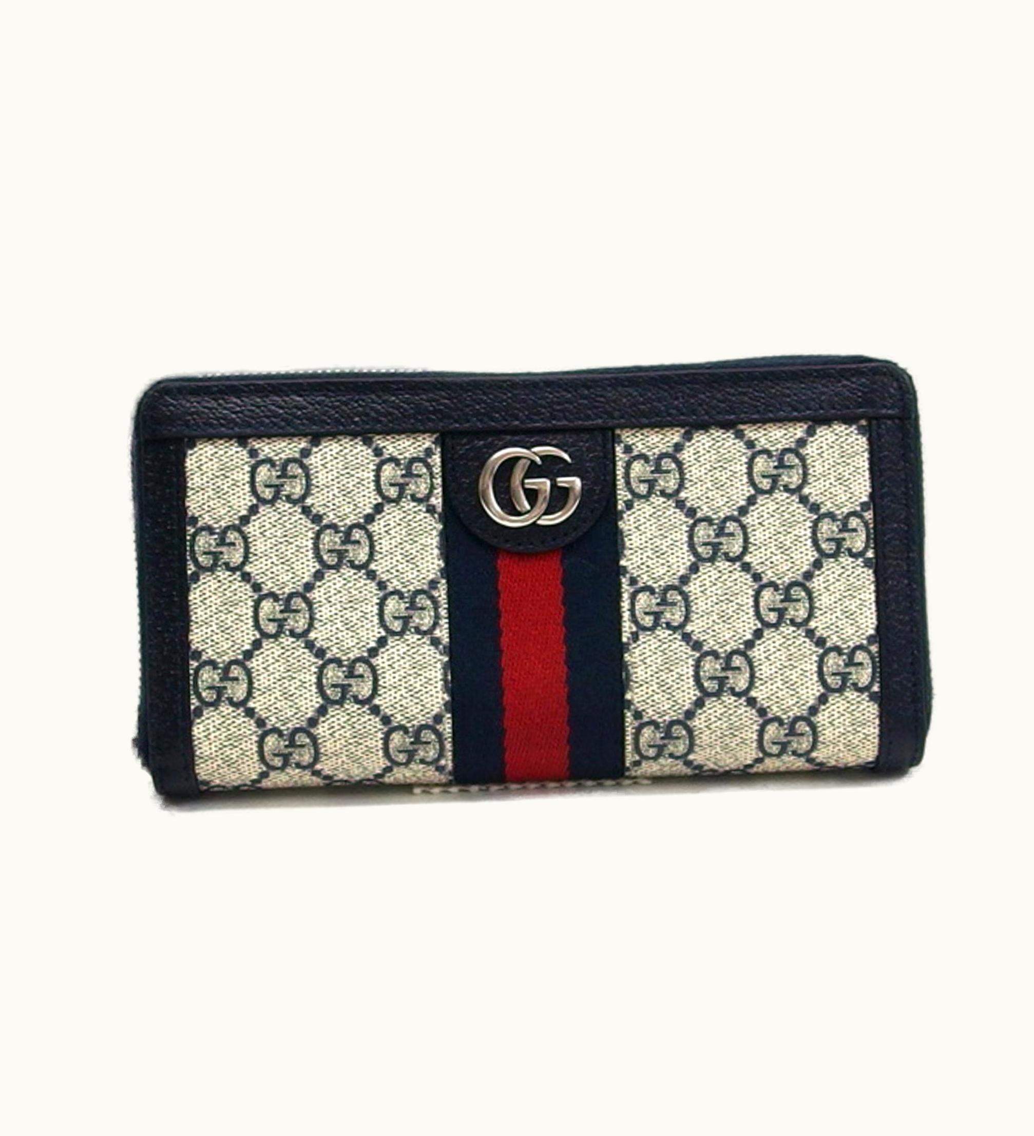 Gucci GG Supreme Ophidia Round Long Wallet Navy