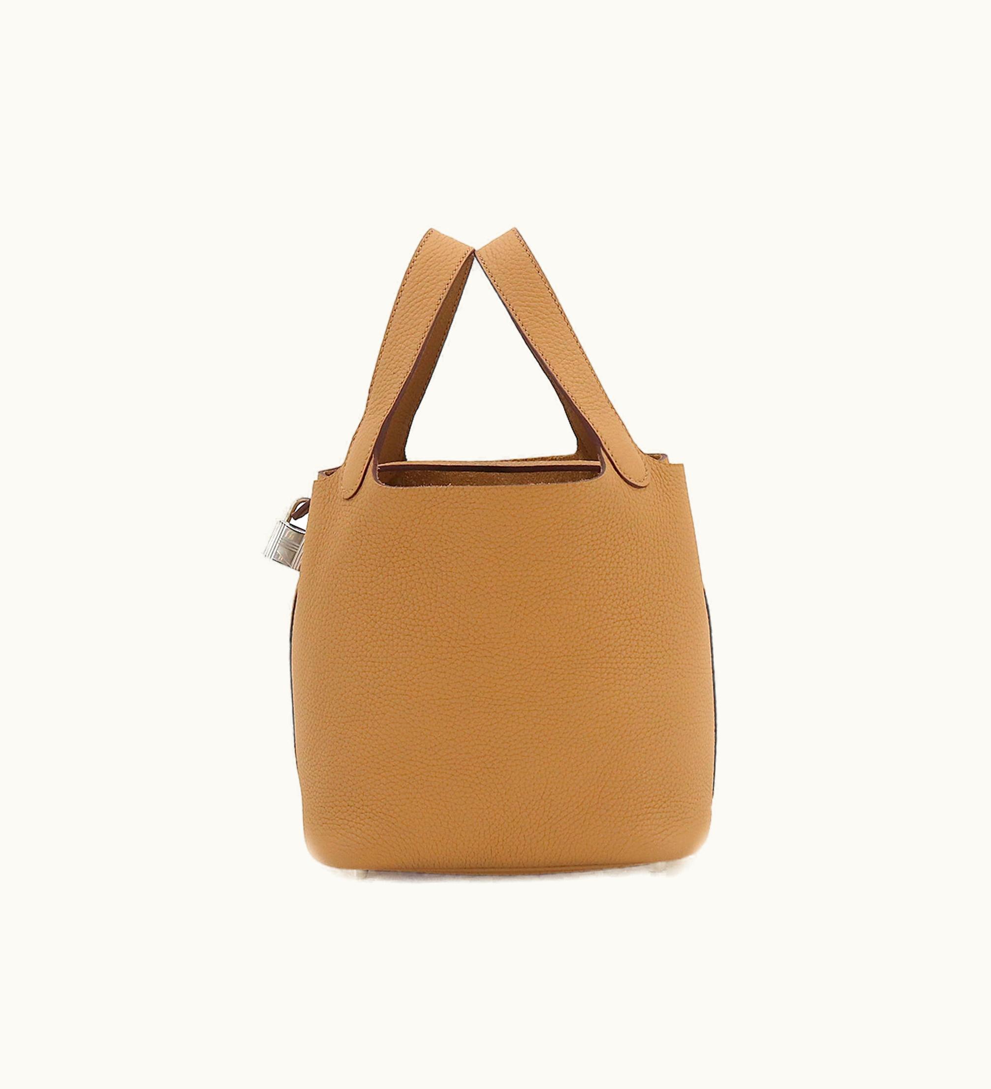 Hermès Picotin Lock PM Hand Bag Taurillon Clemence Biscuit U Engraved Silver Metal Fittings