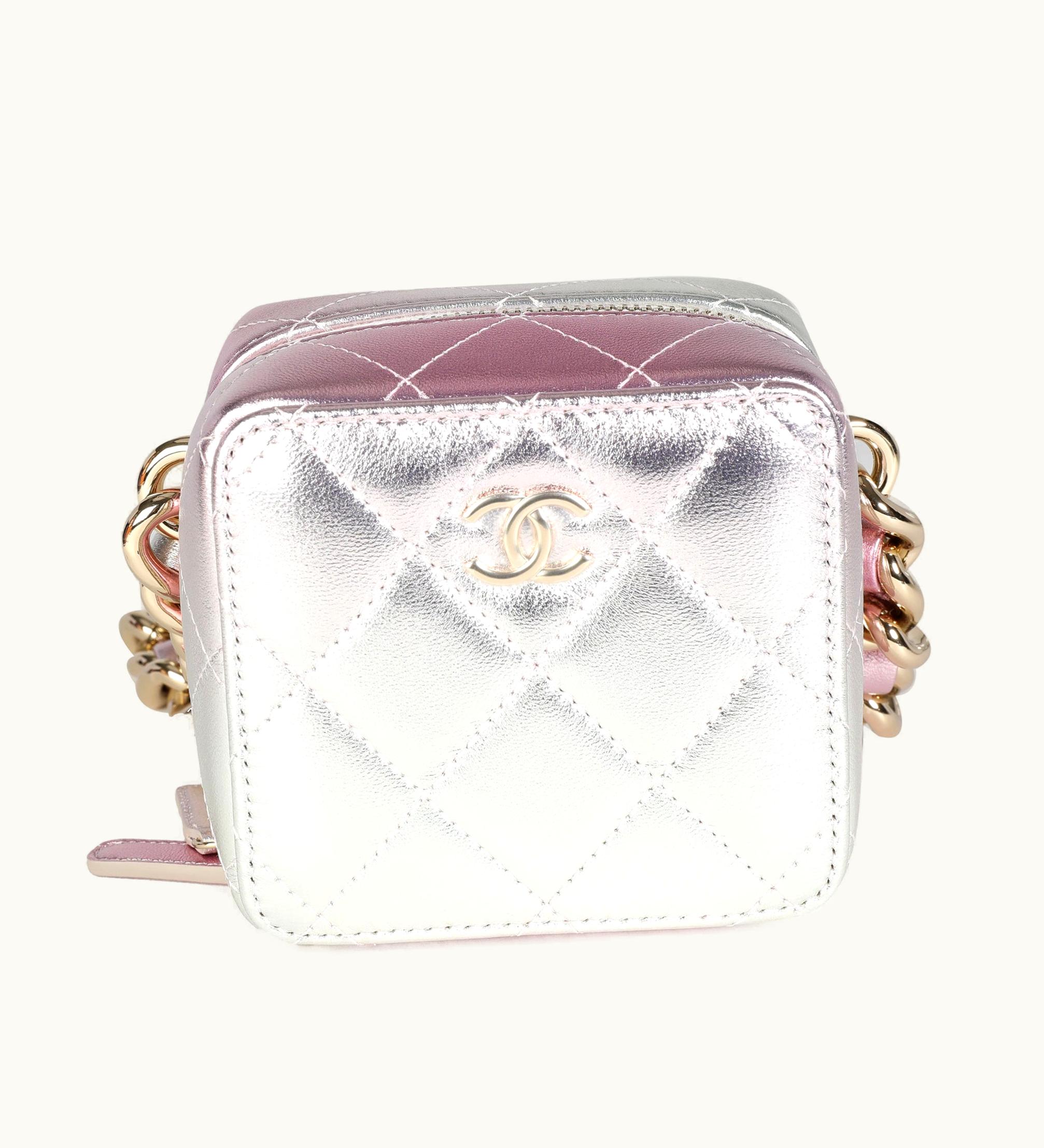 Chanel Iridescent Quilted Lambskin Like A Wallet Cube Chain Bag
