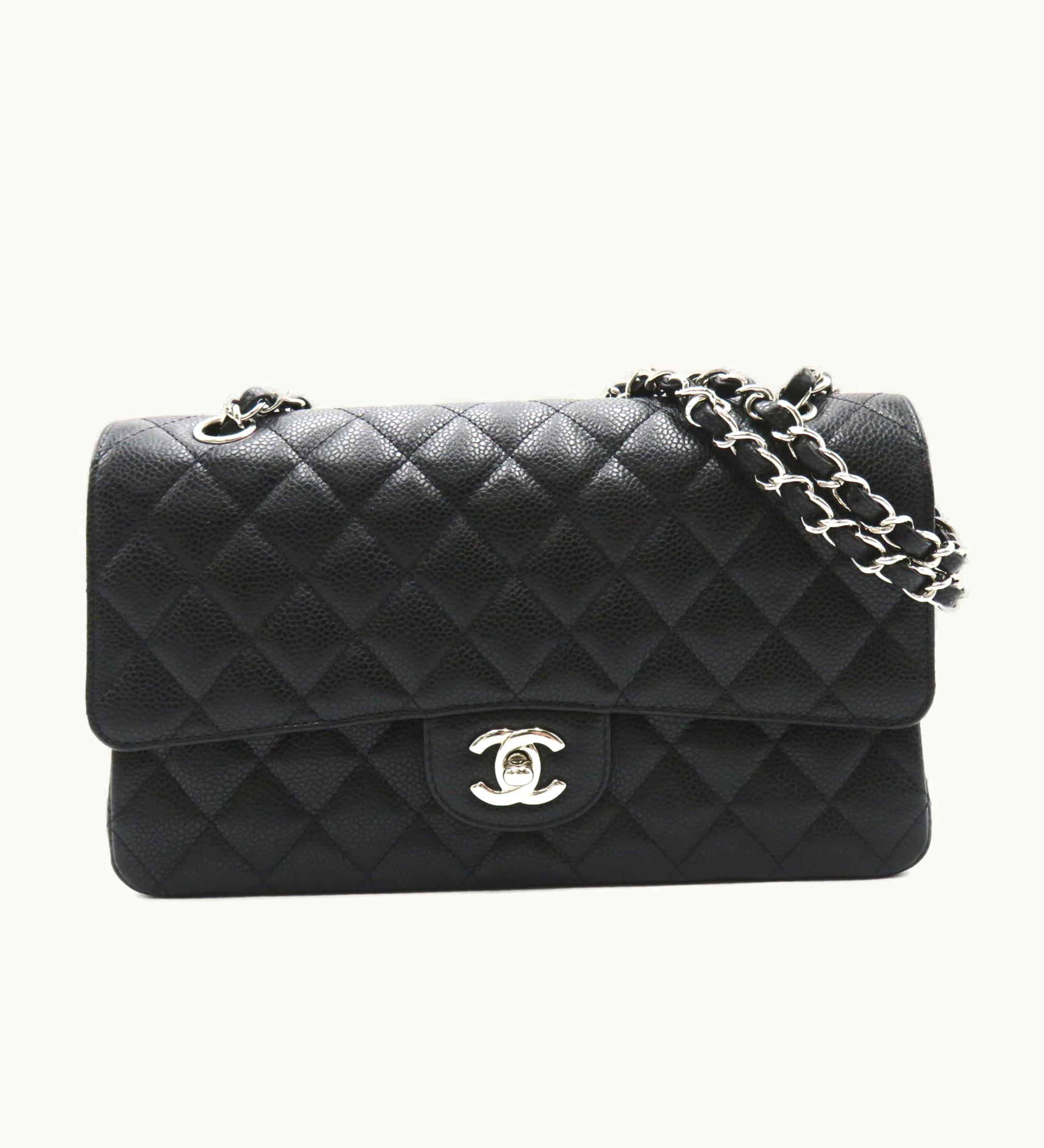 Chanel Matelasse W Flap W Chainshoulder Black Caviar Skin [Grained Calf]