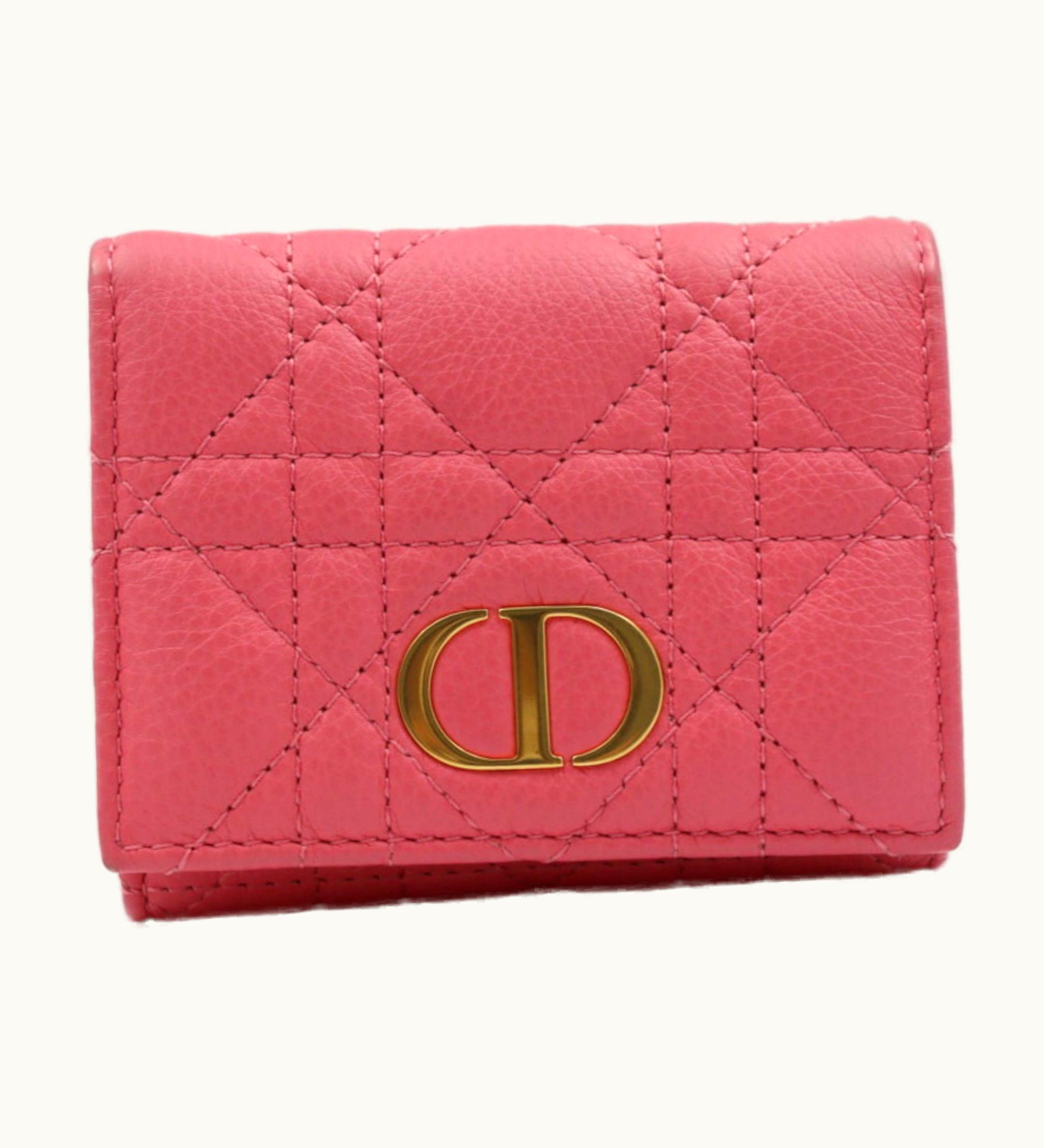Dior Christian Dior Caro Canage Trifold Wallet S5030Uwhc Lambskin Yarrow Pink W Hook Japan Limited Color Cd Logo