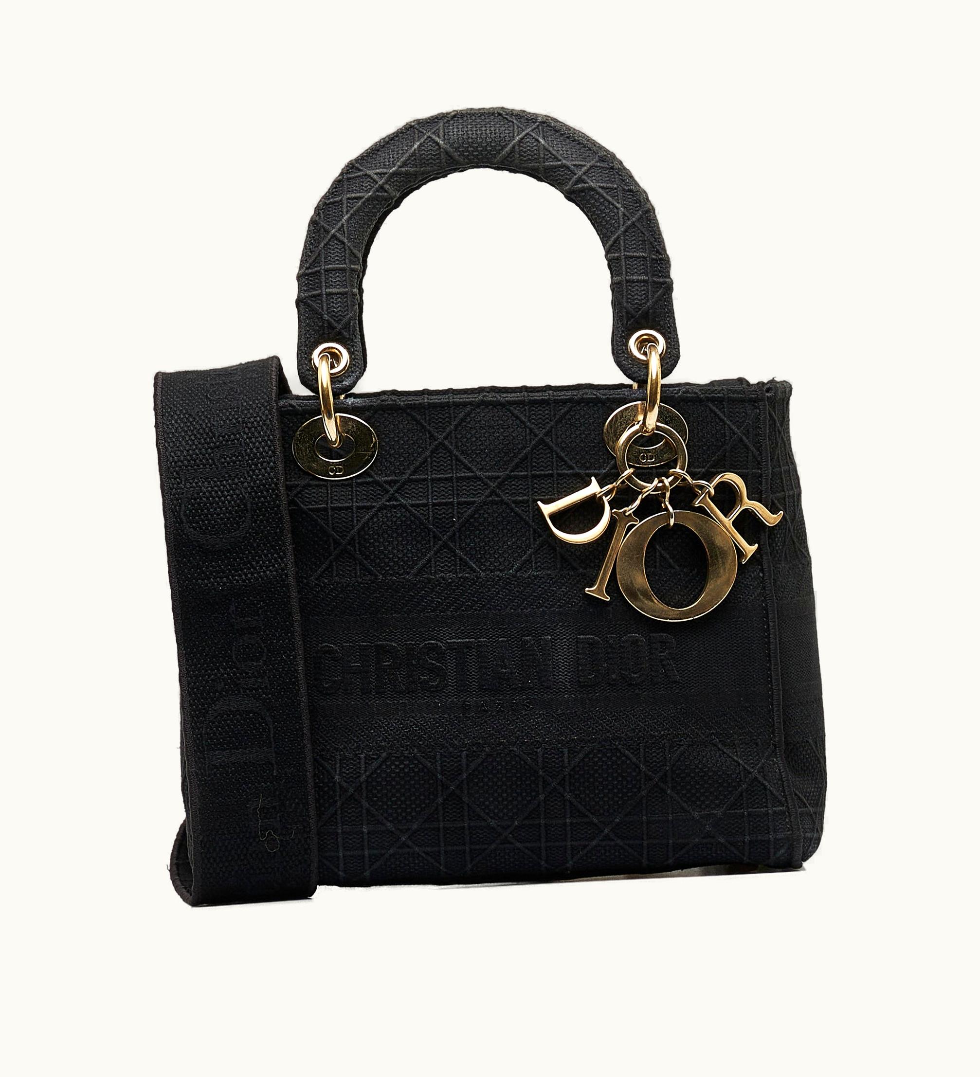 Dior Lady D-Lite Canvas Satchel Black